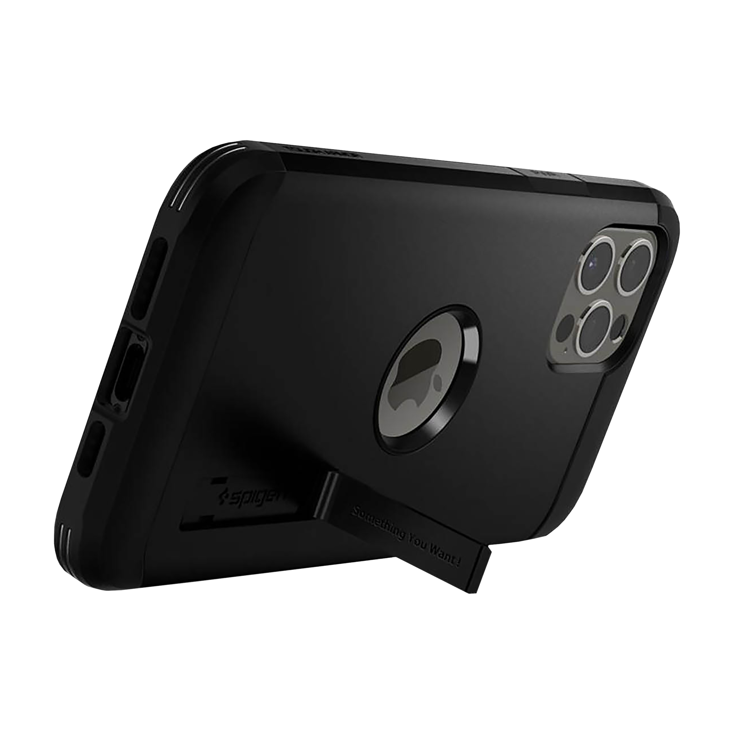 spigen Tough Armor TPU & Polycarbonate Back Case with Stand for Apple iPhone 12 Pro Max (Wireless Charging Compatible, Black)_5