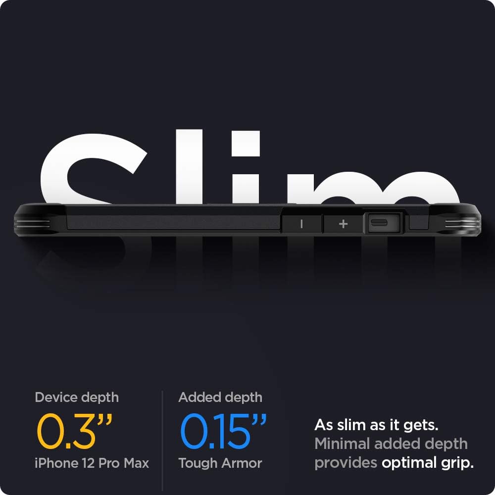 spigen Tough Armor TPU & Polycarbonate Back Case with Stand for Apple iPhone 12 Pro Max (Wireless Charging Compatible, Black)_7