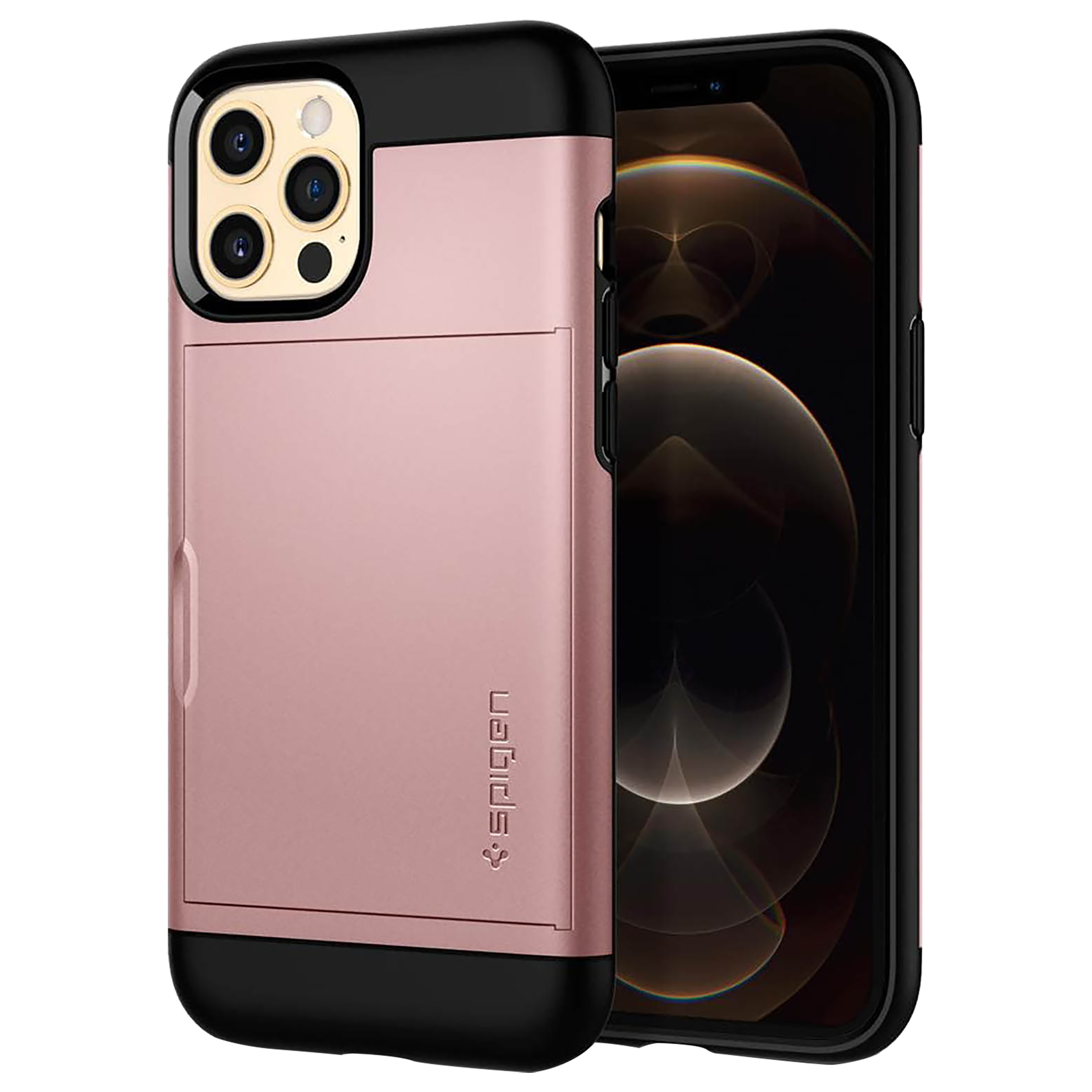 spigen Slim Armor CS Polycarbonate & TPU Back Cover For Apple iPhone 12 Pro Max (Supports Wireless Charging, Rose Gold)_1