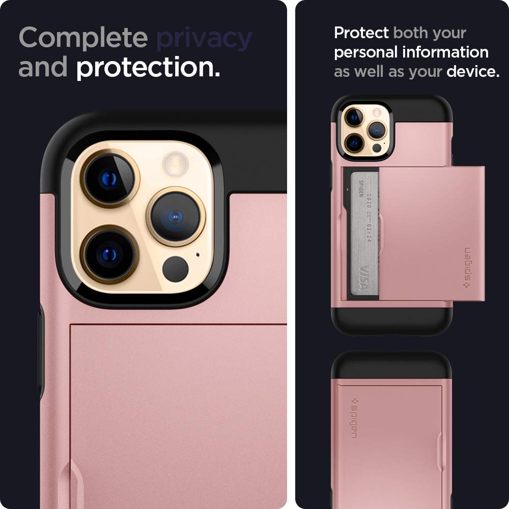 spigen Slim Armor CS Polycarbonate & TPU Back Cover For Apple iPhone 12 Pro Max (Supports Wireless Charging, Rose Gold)_9
