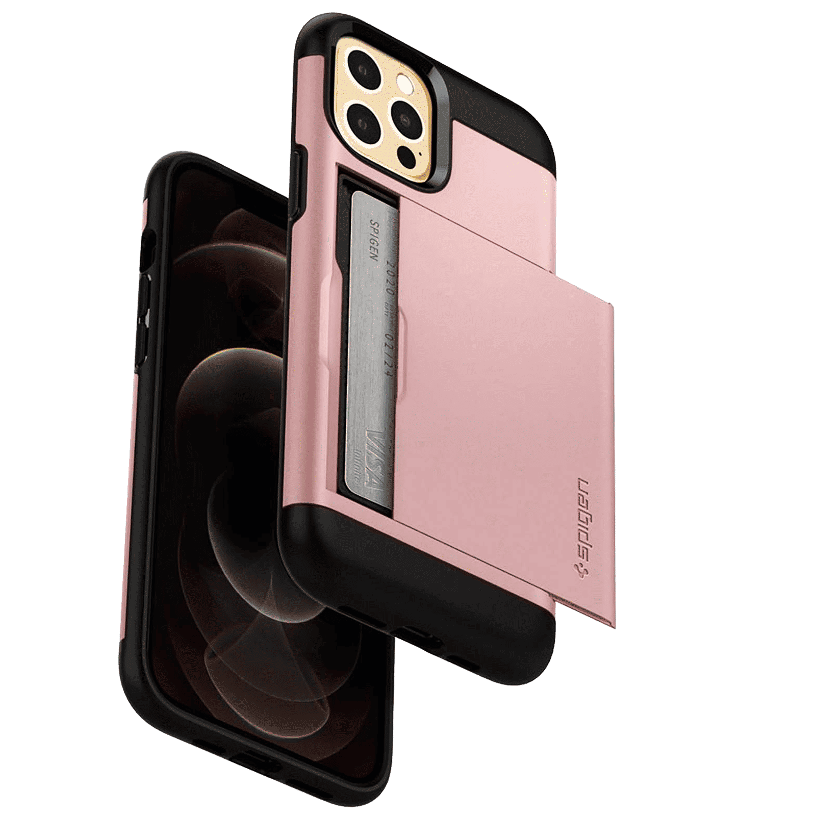 spigen Slim Armor CS Polycarbonate & TPU Back Cover For Apple iPhone 12 Pro Max (Supports Wireless Charging, Rose Gold)_19