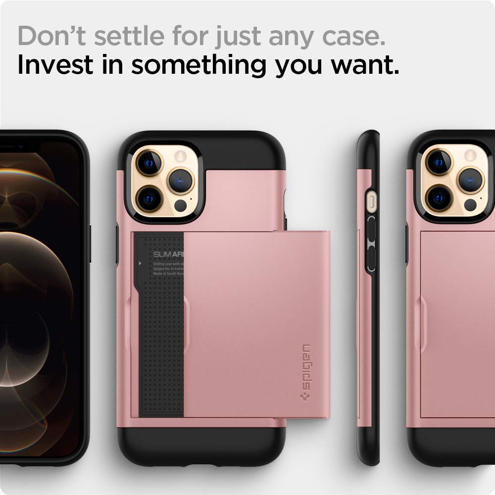 spigen Slim Armor CS Polycarbonate & TPU Back Cover For Apple iPhone 12 Pro Max (Supports Wireless Charging, Rose Gold)_5