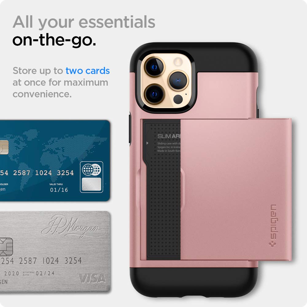 spigen Slim Armor CS Polycarbonate & TPU Back Cover For Apple iPhone 12 Pro Max (Supports Wireless Charging, Rose Gold)_6