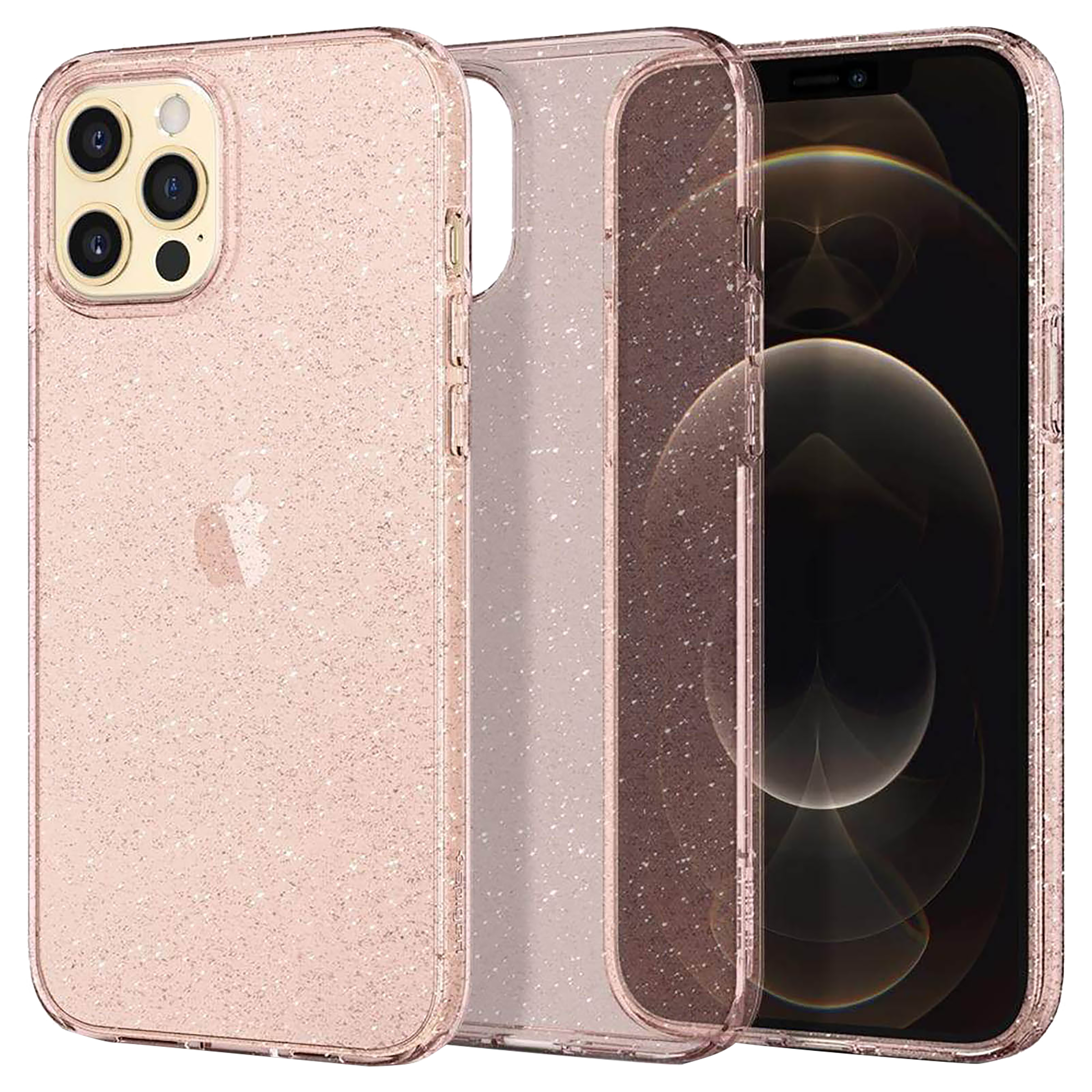 spigen Liquid Crystal Glitter TPU Back Cover for Apple iPhone 12 Pro Max (Wireless Charging Compatible, Rose Quartz)_1