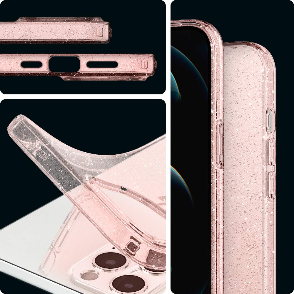 spigen Liquid Crystal Glitter TPU Back Cover for Apple iPhone 12 Pro Max (Wireless Charging Compatible, Rose Quartz)_8
