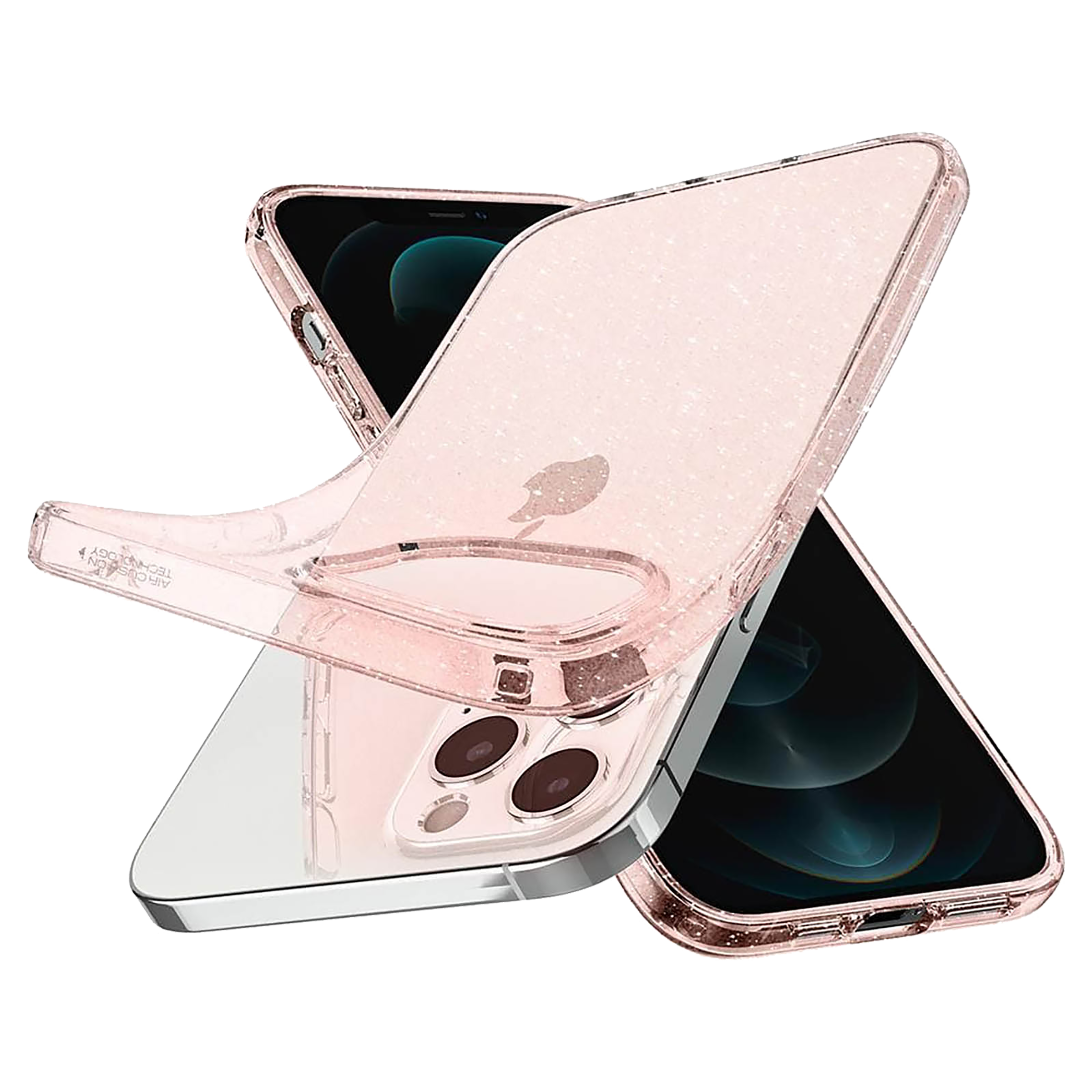 spigen Liquid Crystal Glitter TPU Back Cover for Apple iPhone 12 Pro Max (Wireless Charging Compatible, Rose Quartz)_10