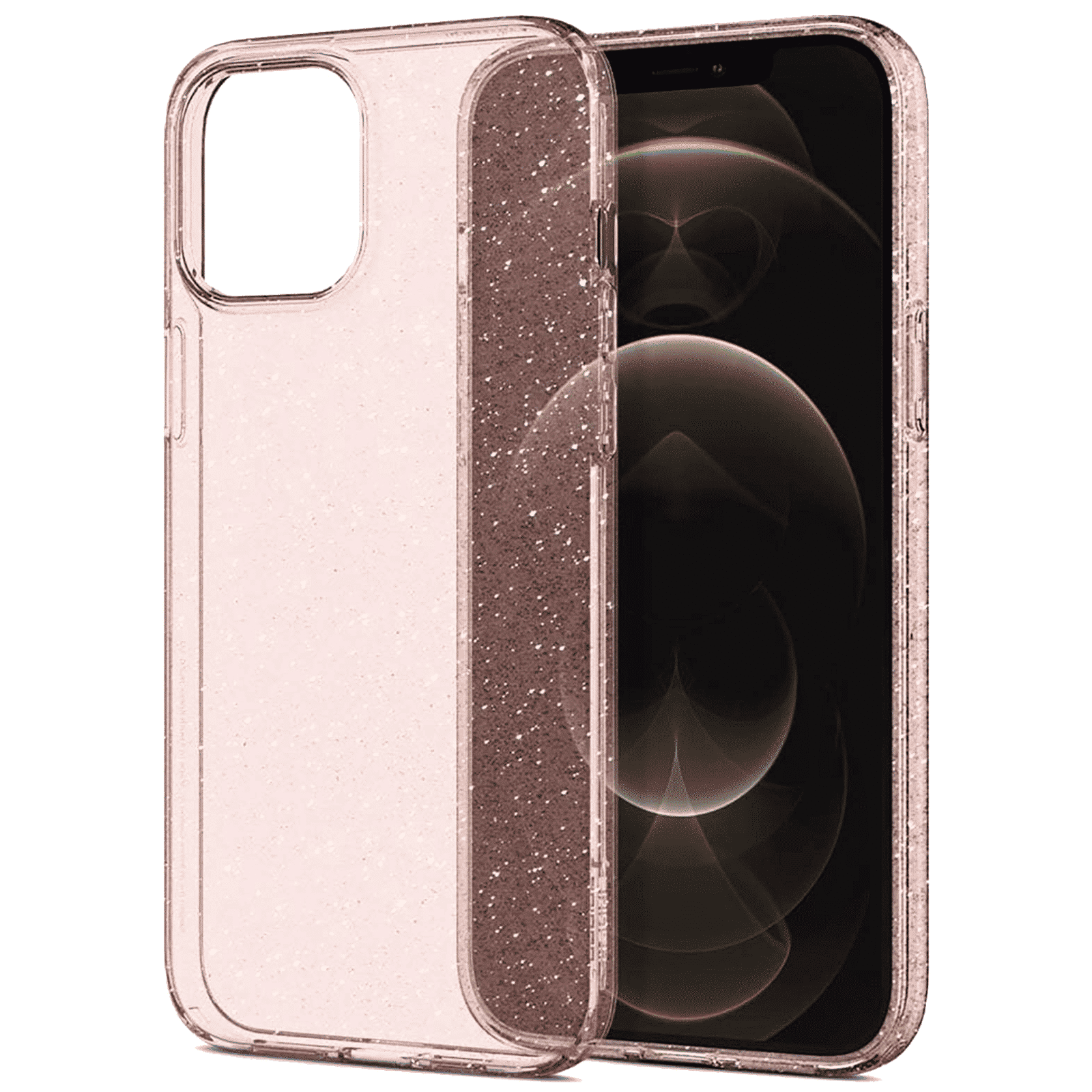 spigen Liquid Crystal Glitter TPU Back Cover for Apple iPhone 12 Pro Max (Wireless Charging Compatible, Rose Quartz)_17