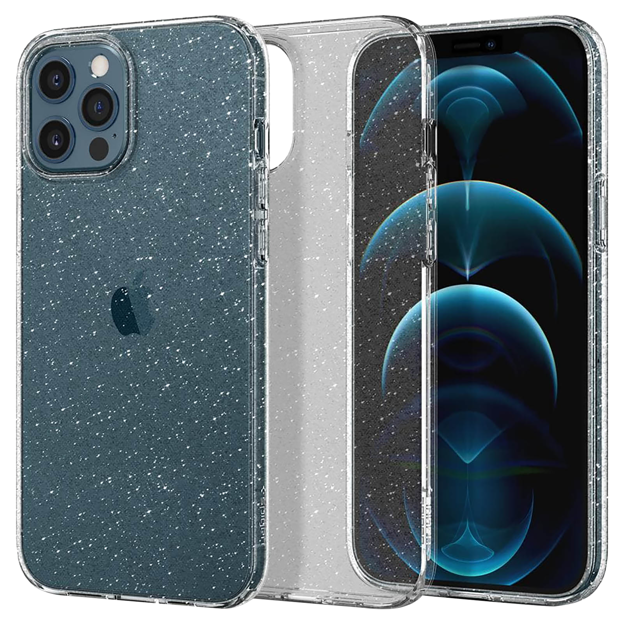 spigen Liquid Crystal Glitter TPU Back Cover for Apple iPhone 12 Pro Max (Wireless Charging Compatible, Crystal Quartz)_16