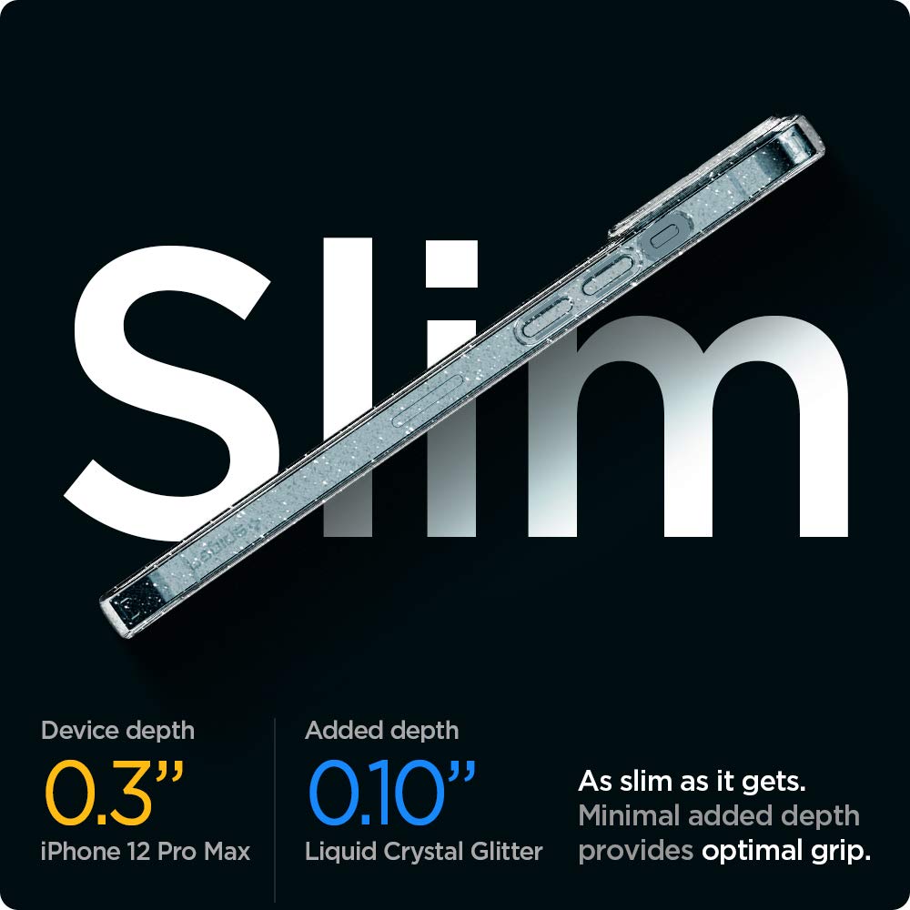 spigen Liquid Crystal Glitter TPU Back Cover for Apple iPhone 12 Pro Max (Wireless Charging Compatible, Crystal Quartz)_5