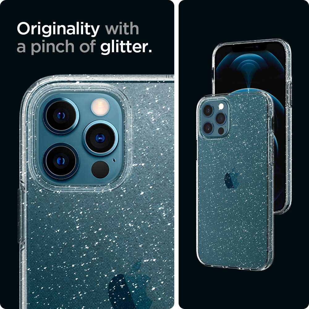 spigen Liquid Crystal Glitter TPU Back Cover for Apple iPhone 12 Pro Max (Wireless Charging Compatible, Crystal Quartz)_7