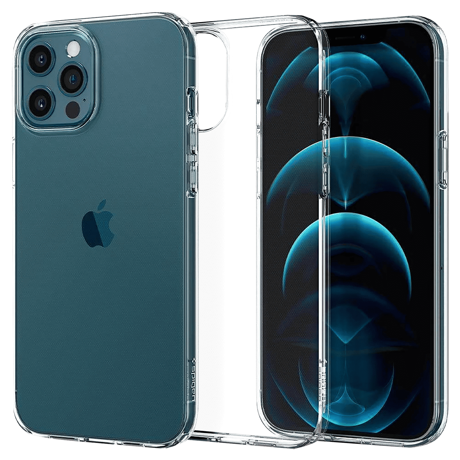 spigen Liquid Crystal Soft TPU & Polycarbonate Back Cover for Apple iPhone 12 Pro Max (Wireless Charging Compatible, Crystal Clear)_1