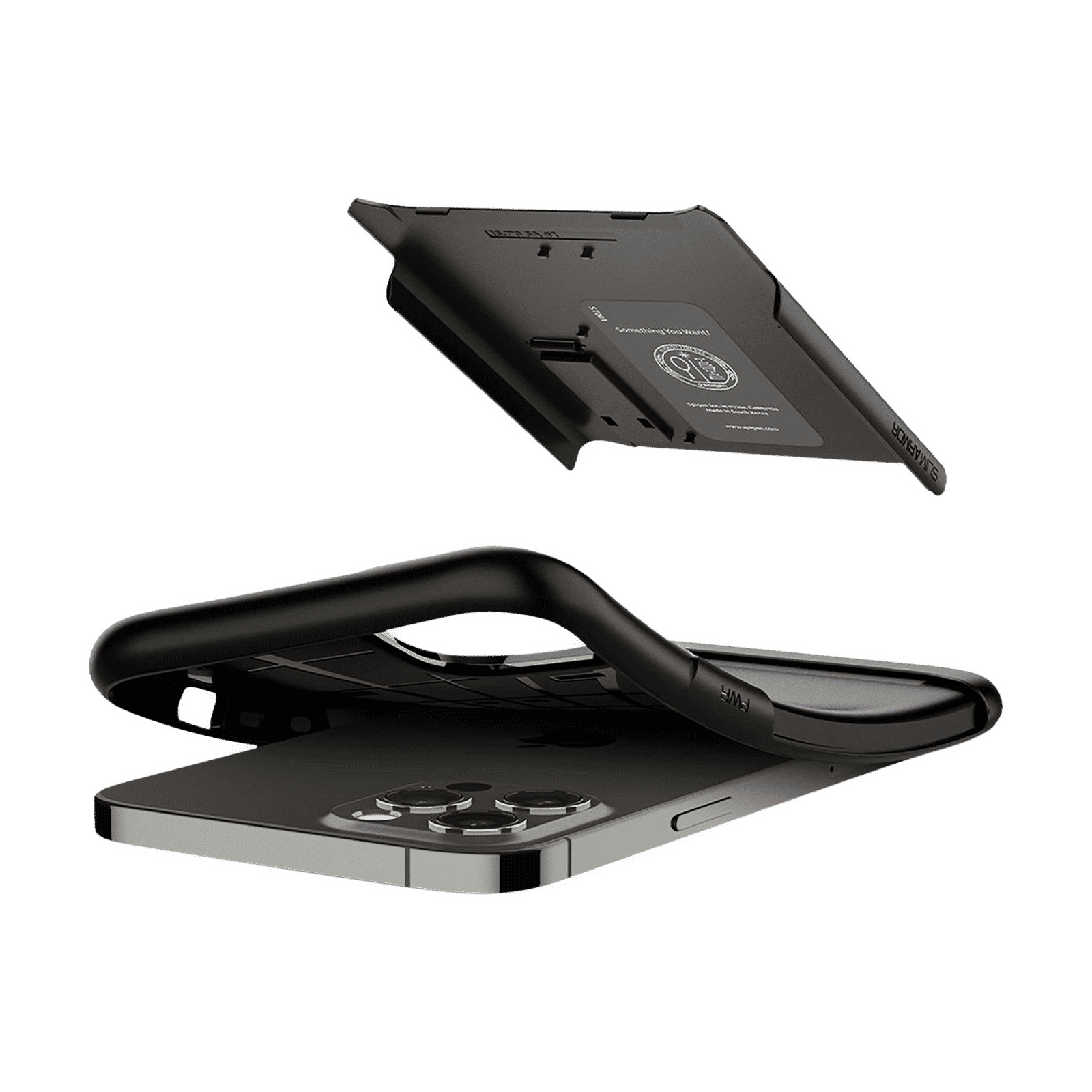 spigen Slim Armor Polycarbonate Thermoplastic Polyurethane Back Case with Stand for Apple iPhone 12 Pro Max (Air Cushion Technology, ACS01480, Gun Metal)_12