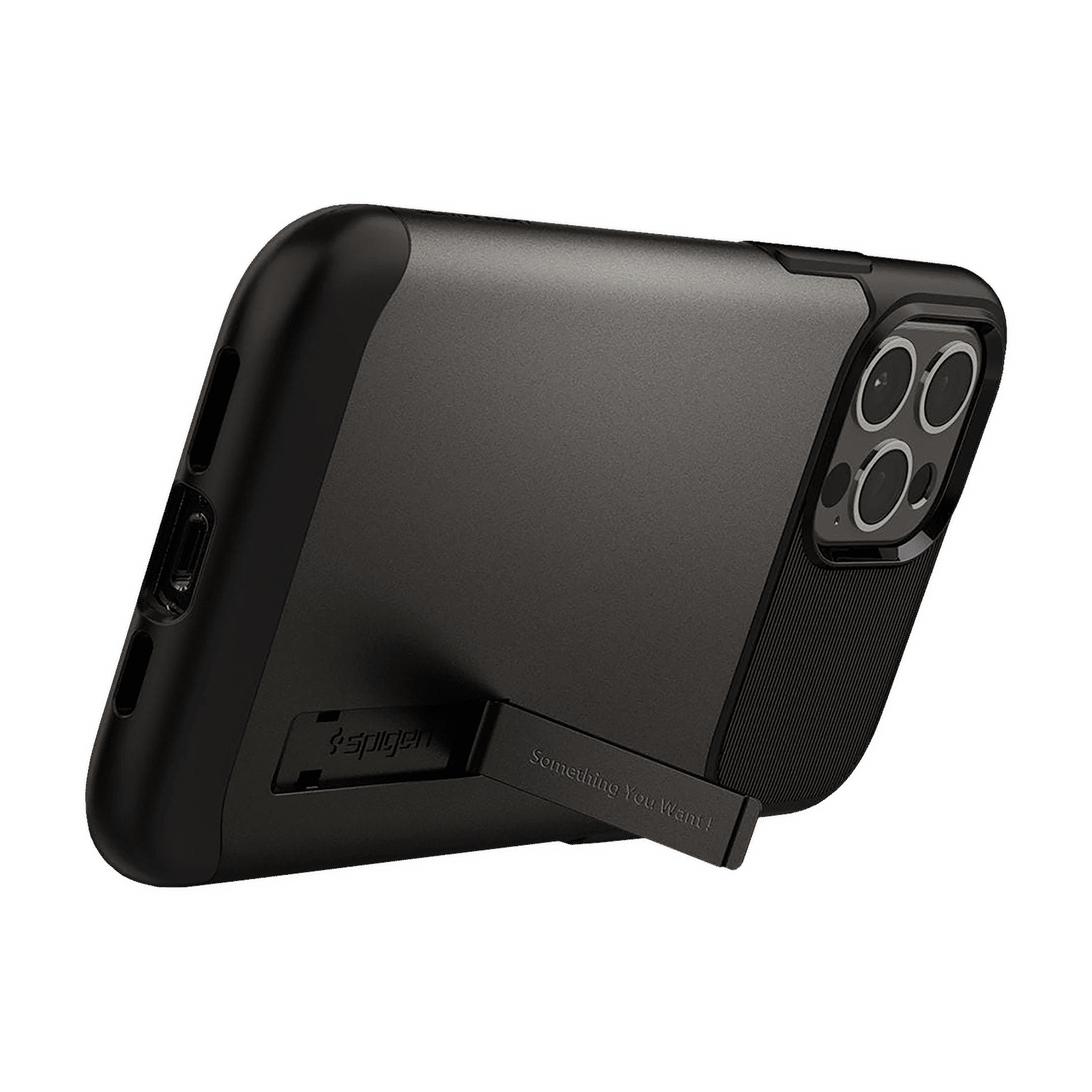 spigen Slim Armor Polycarbonate Thermoplastic Polyurethane Back Case with Stand for Apple iPhone 12 Pro Max (Air Cushion Technology, ACS01480, Gun Metal)_5