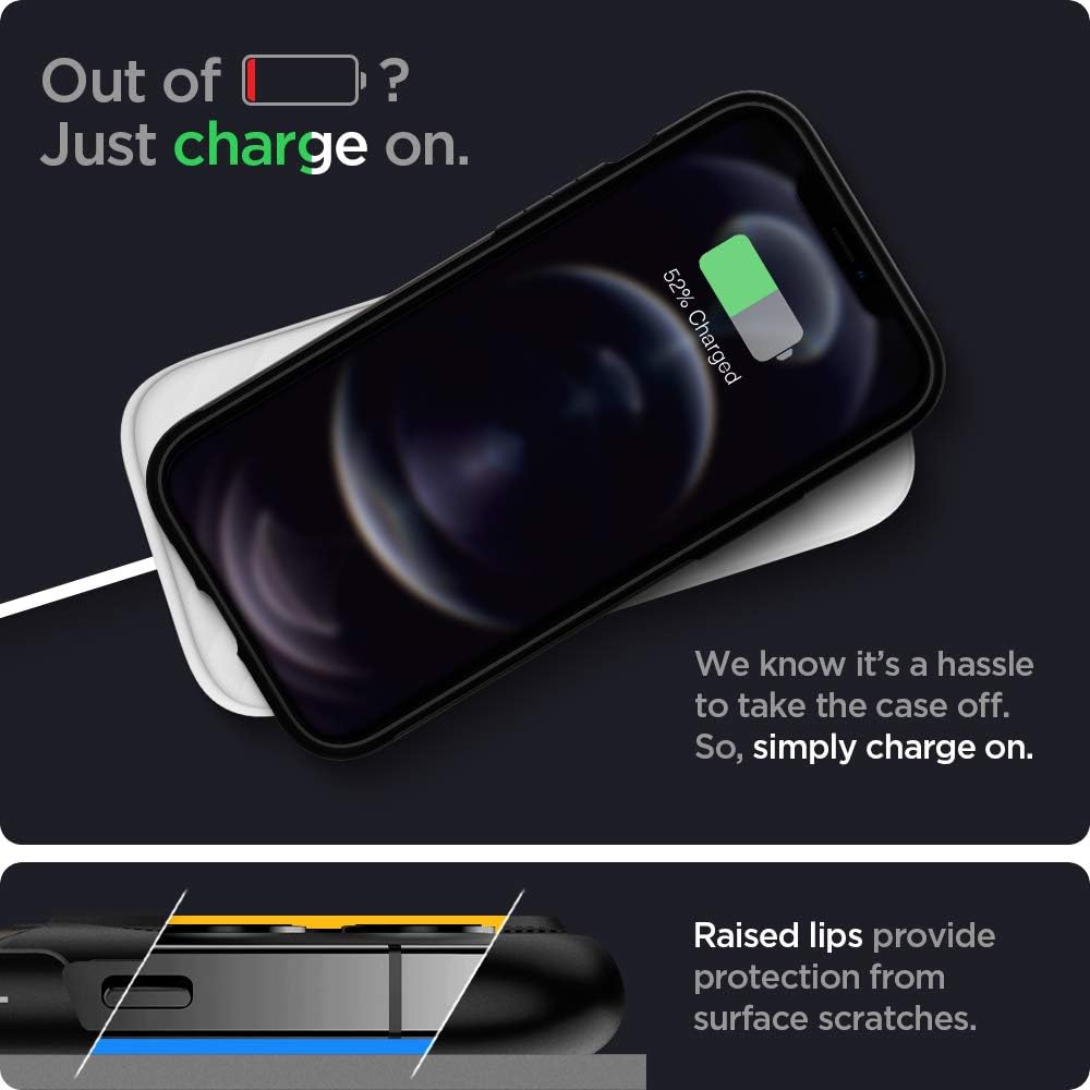 spigen Slim Armor Polycarbonate Thermoplastic Polyurethane Back Case with Stand for Apple iPhone 12 Pro Max (Air Cushion Technology, ACS01480, Gun Metal)_7