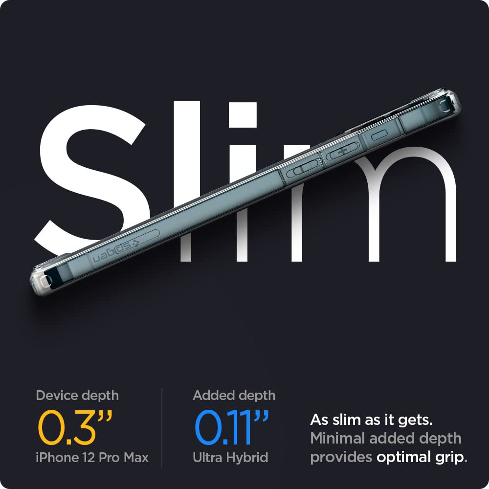 spigen Crystal Hybrid TPU & Polycarbonate Back Cover for Apple iPhone 12 Pro Max (Mil Grade Protection, Clear)_8