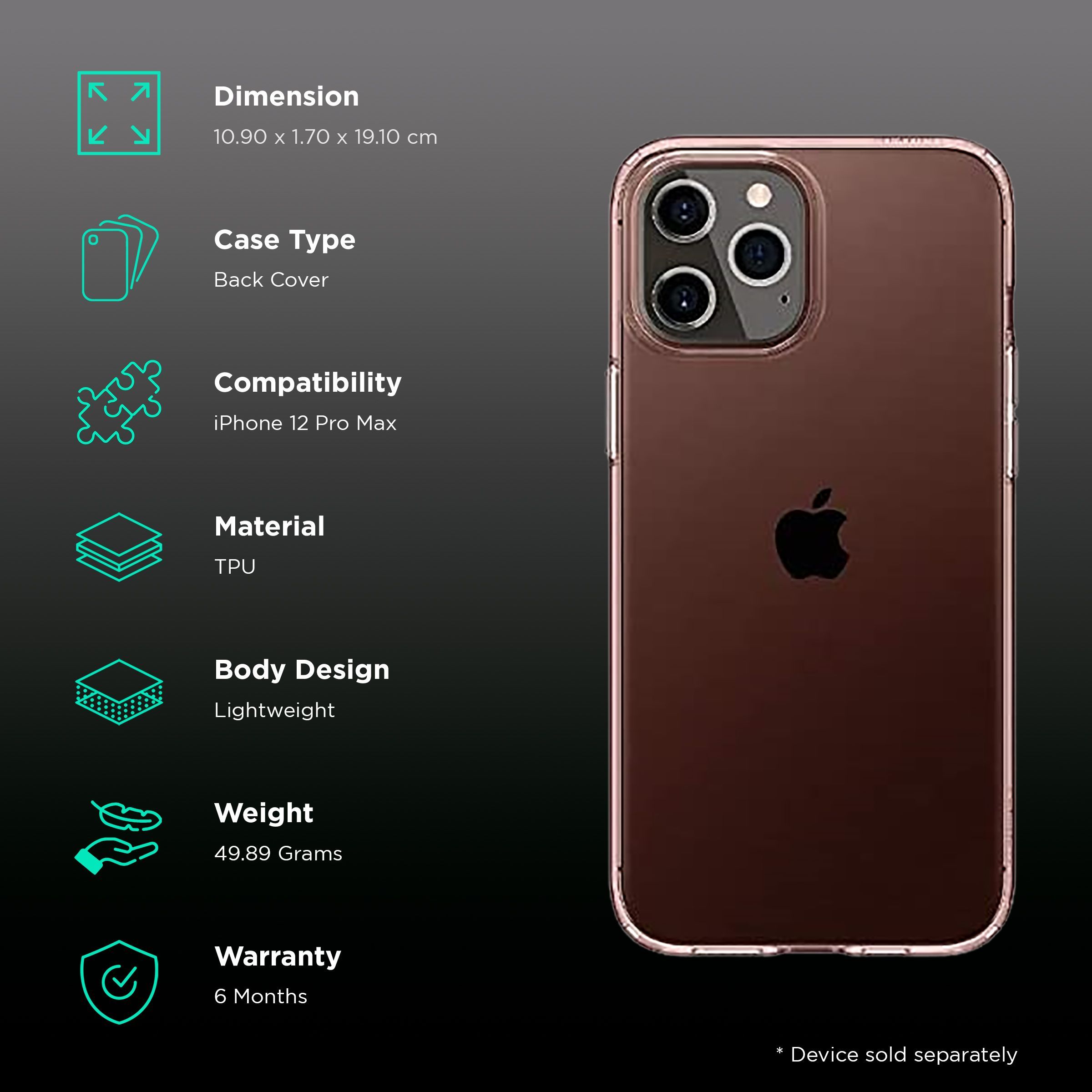 spigen Crystal Flex TPU Back Cover for Apple iPhone 12 Pro Max (Camera Protection, Rose Crystal)_2