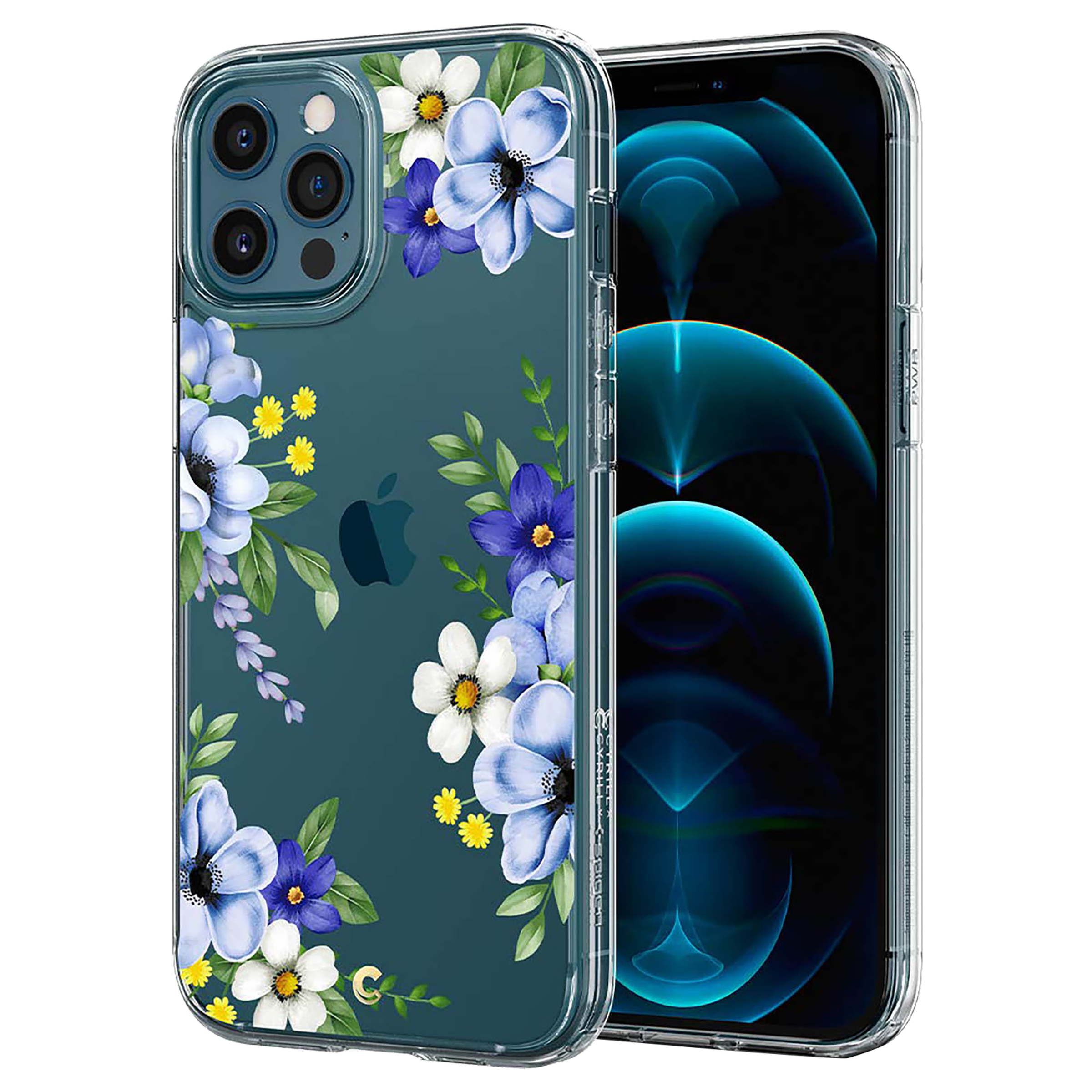 spigen Cecile TPU & Polycarbonate Back Cover for Apple iPhone 12 Pro Max (Wireless Charging Compatible, Midnight Bloom)_1