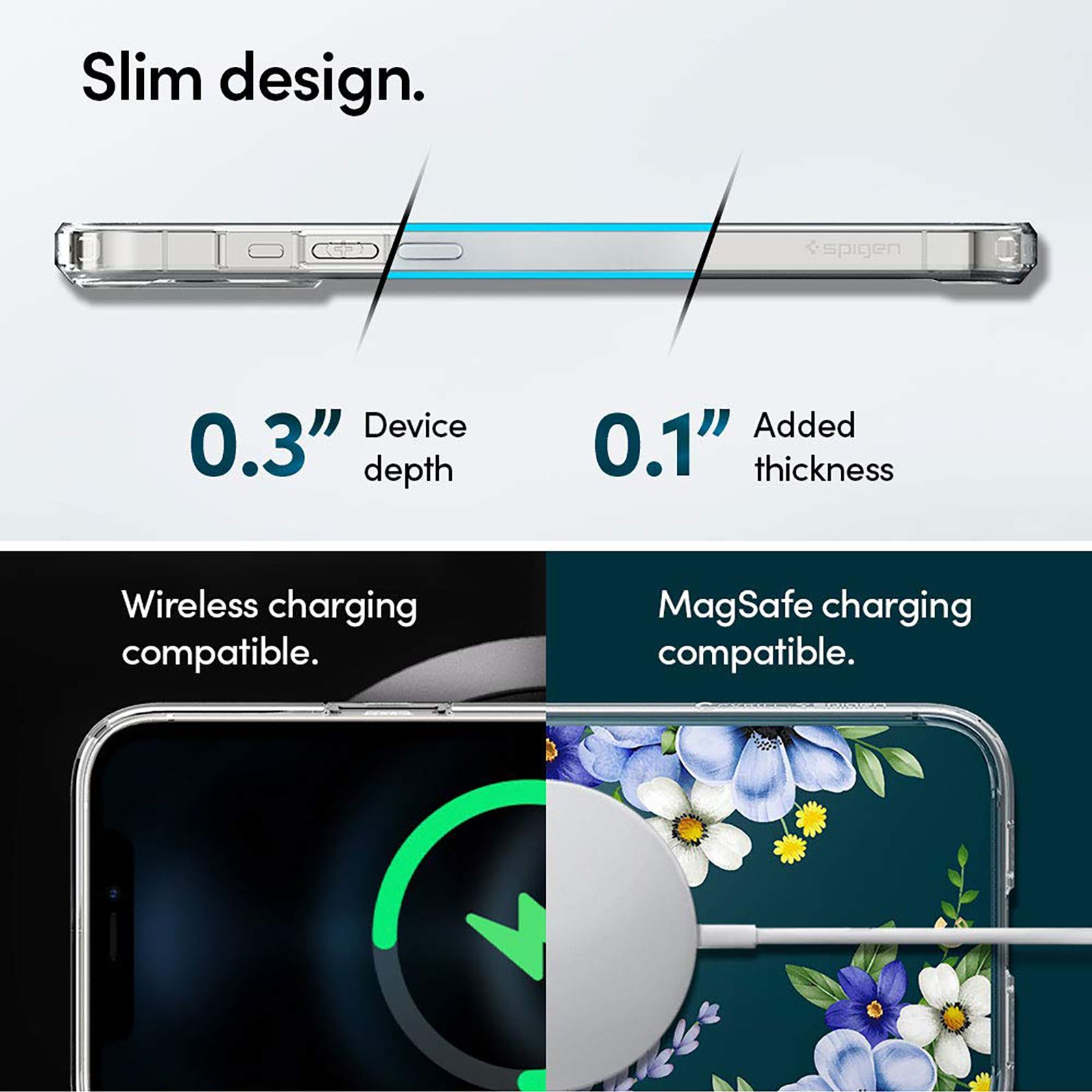 spigen Cecile TPU & Polycarbonate Back Cover for Apple iPhone 12 Pro Max (Wireless Charging Compatible, Midnight Bloom)_7