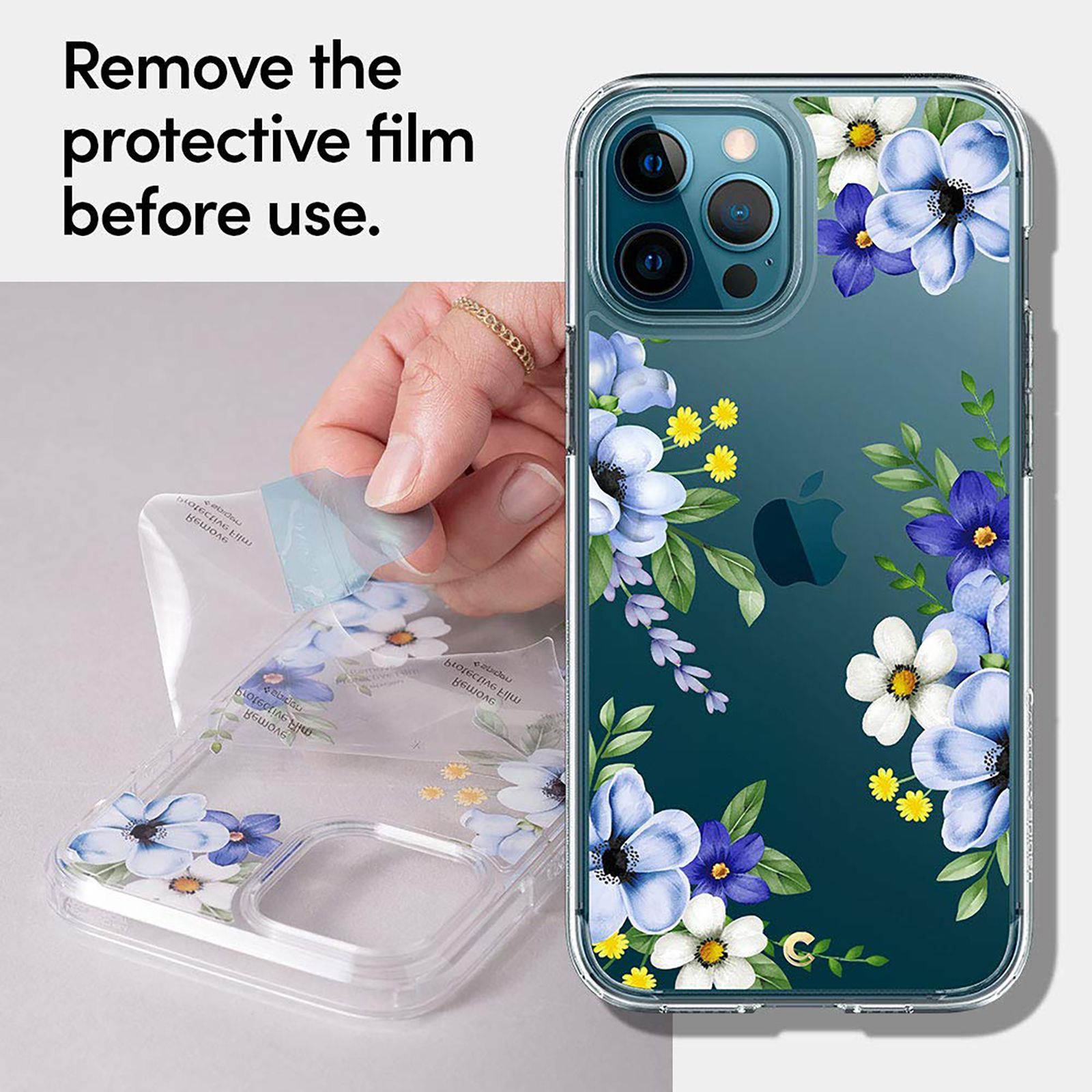 spigen Cecile TPU & Polycarbonate Back Cover for Apple iPhone 12 Pro Max (Wireless Charging Compatible, Midnight Bloom)_8