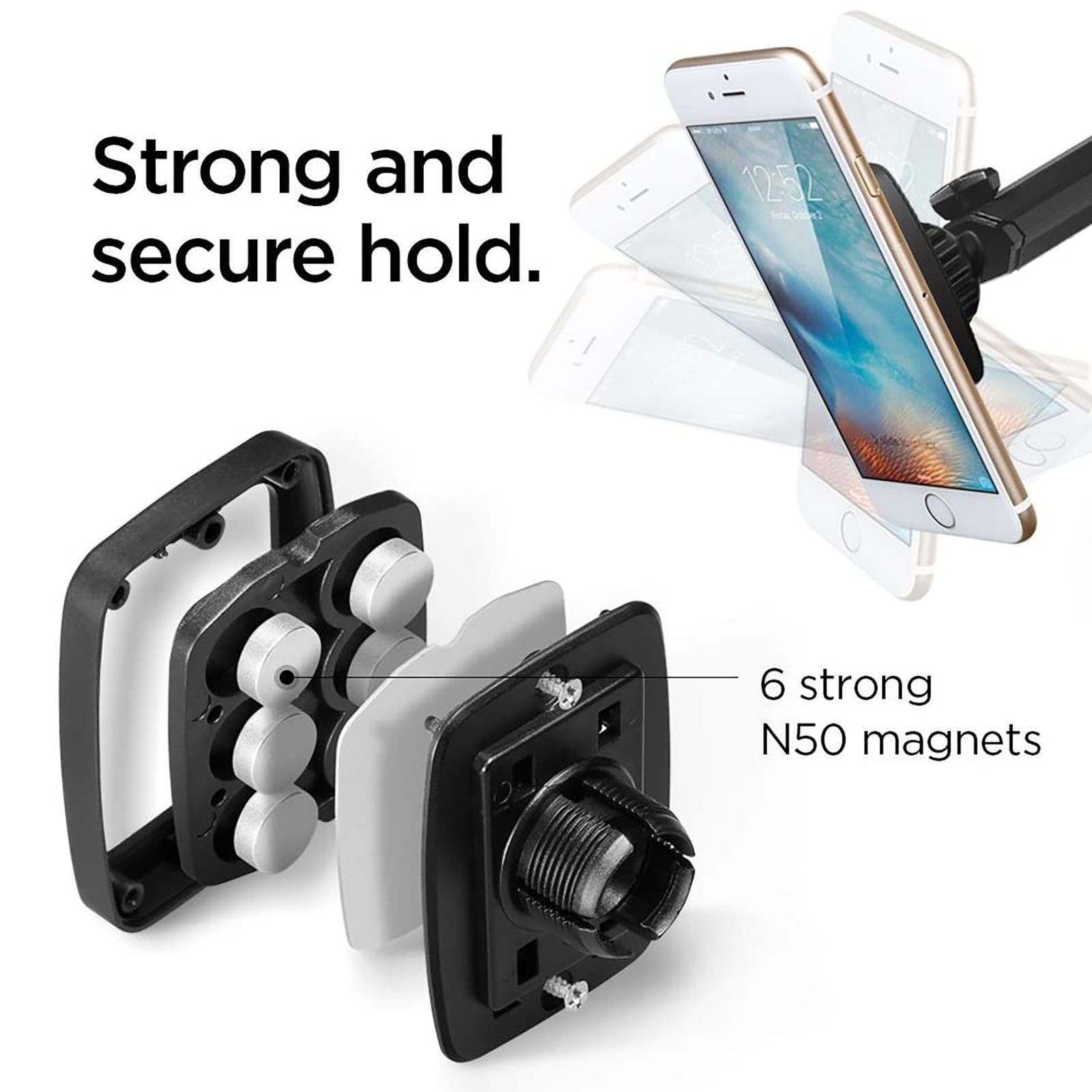 Spigen Car Mount Holder for Mobile (Neodymium Magnet, Black)_10