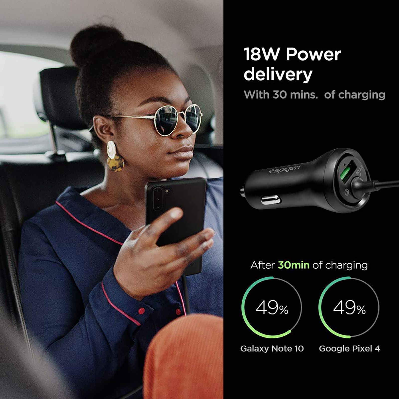 spigen 36 Watts 2 USB Ports Car Charging Adapter (Ip Technology, 000CP25596, Black) spigen 36 Watts 2 USB Ports Car Charging Adapter (Ip Technology, 000CP25596, Black)_7
