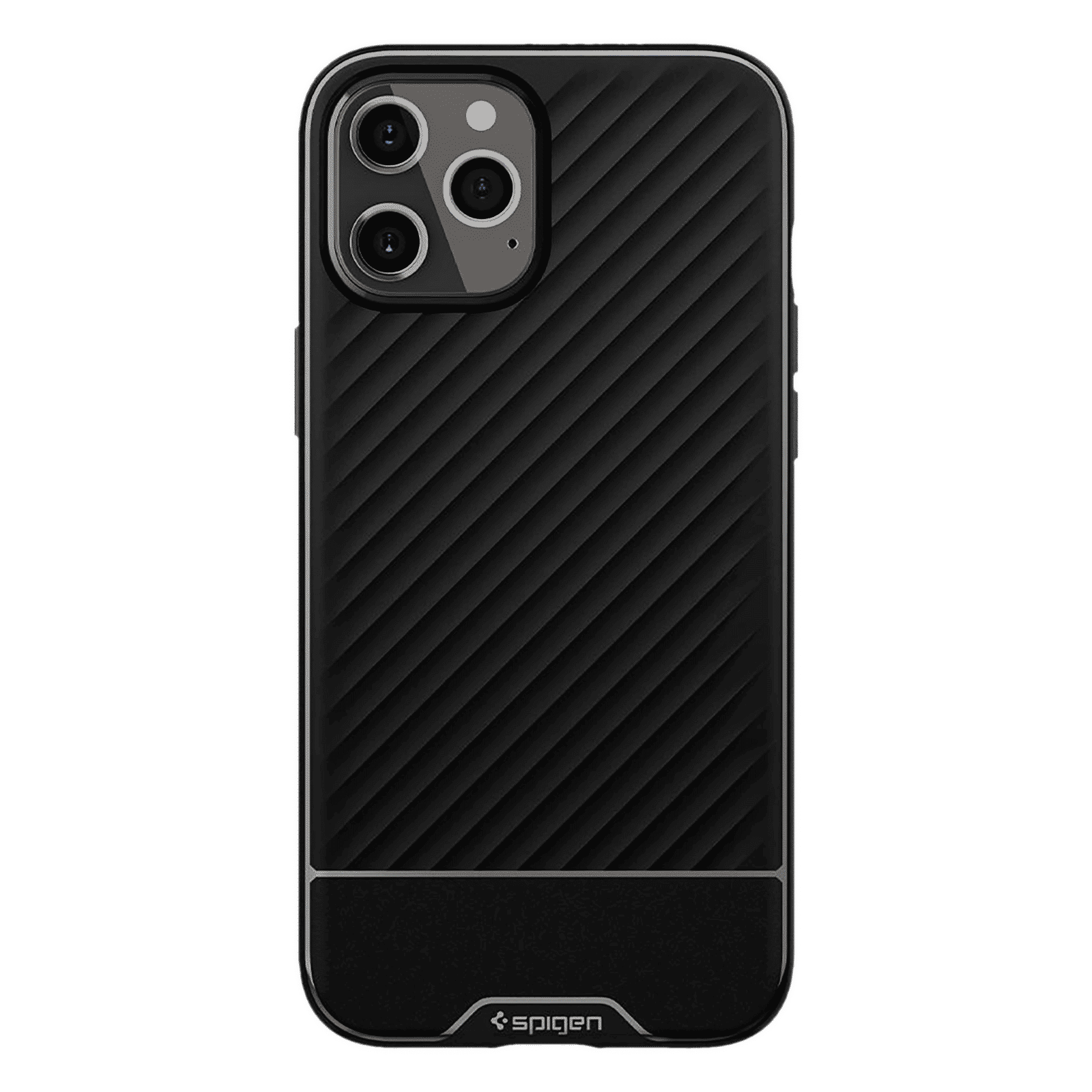 spigen Core Armor Thermoplastic Polyurethane Back Cover for Apple iPhone 12 and 12 Pro (Air Cushion Technology, Matte Black)_3
