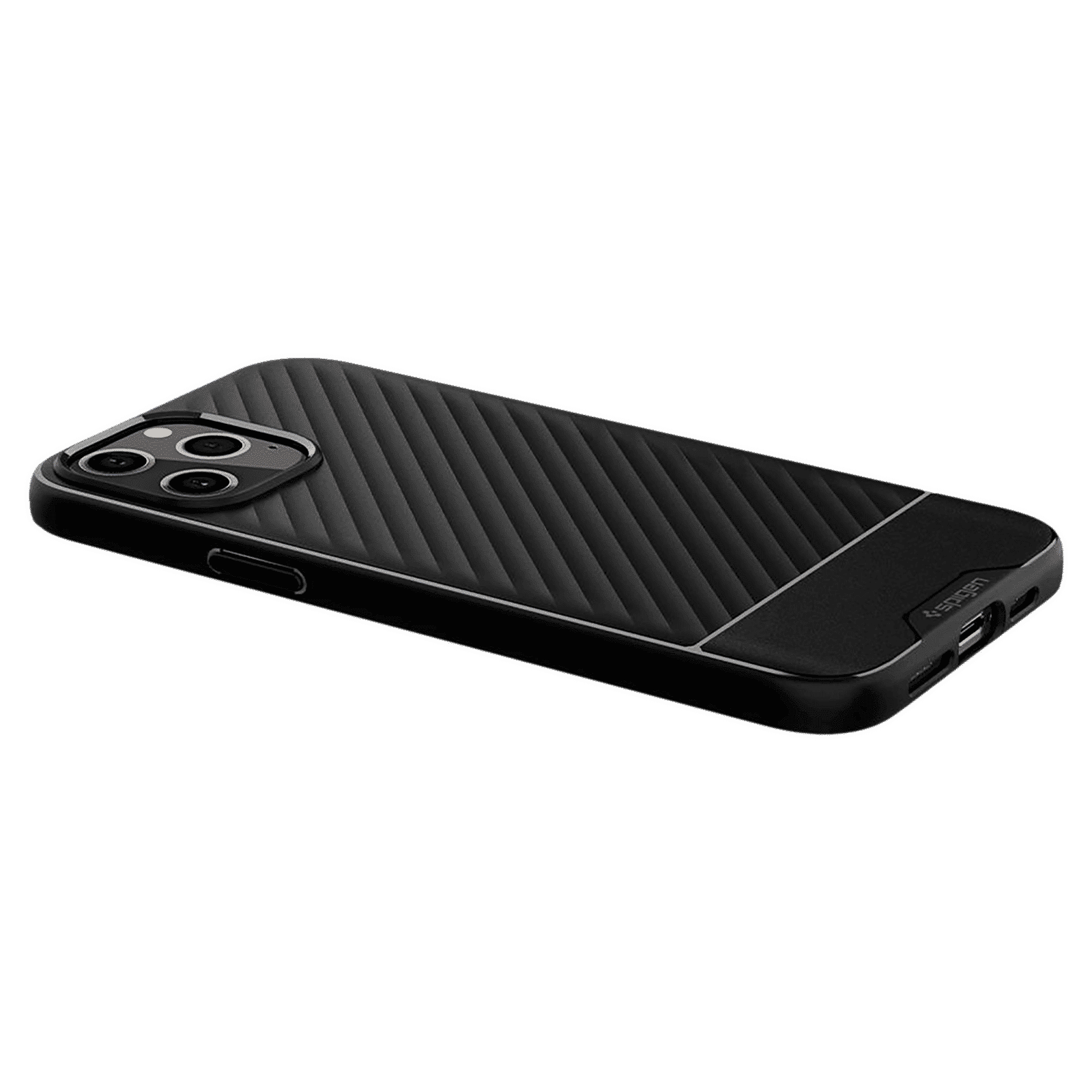 spigen Core Armor Thermoplastic Polyurethane Back Cover for Apple iPhone 12 and 12 Pro (Air Cushion Technology, Matte Black)_8