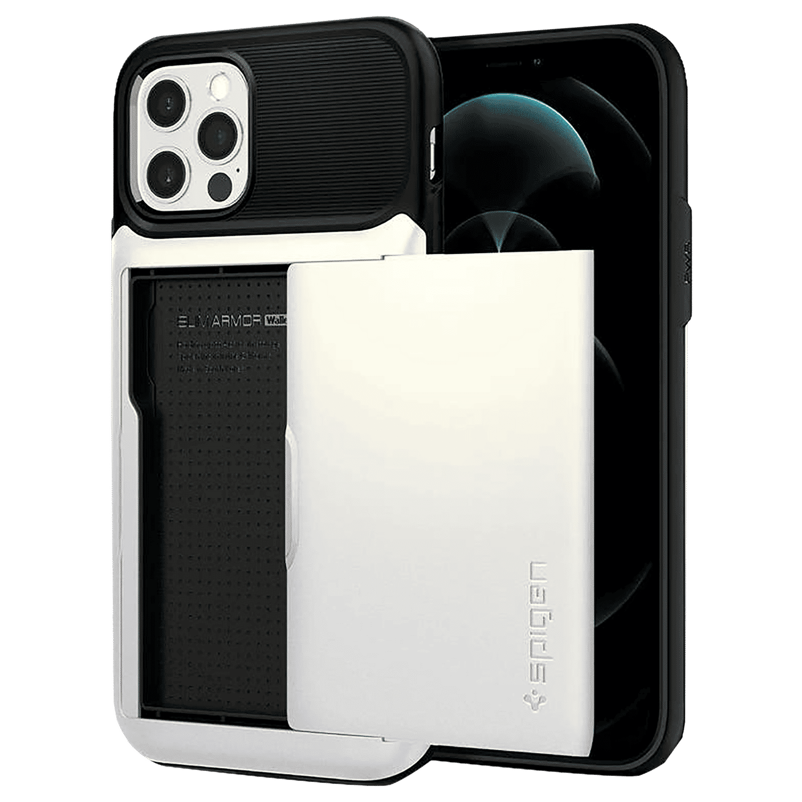 spigen Slim Armor Wallet TPU & Polycarbonate Back Cover for Apple iPhone 12, 12 Pro (Air Cushion Technology, Pearl White)_5