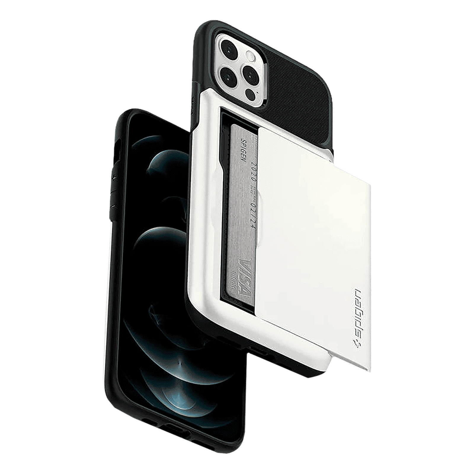 spigen Slim Armor Wallet TPU & Polycarbonate Back Cover for Apple iPhone 12, 12 Pro (Air Cushion Technology, Pearl White)_7