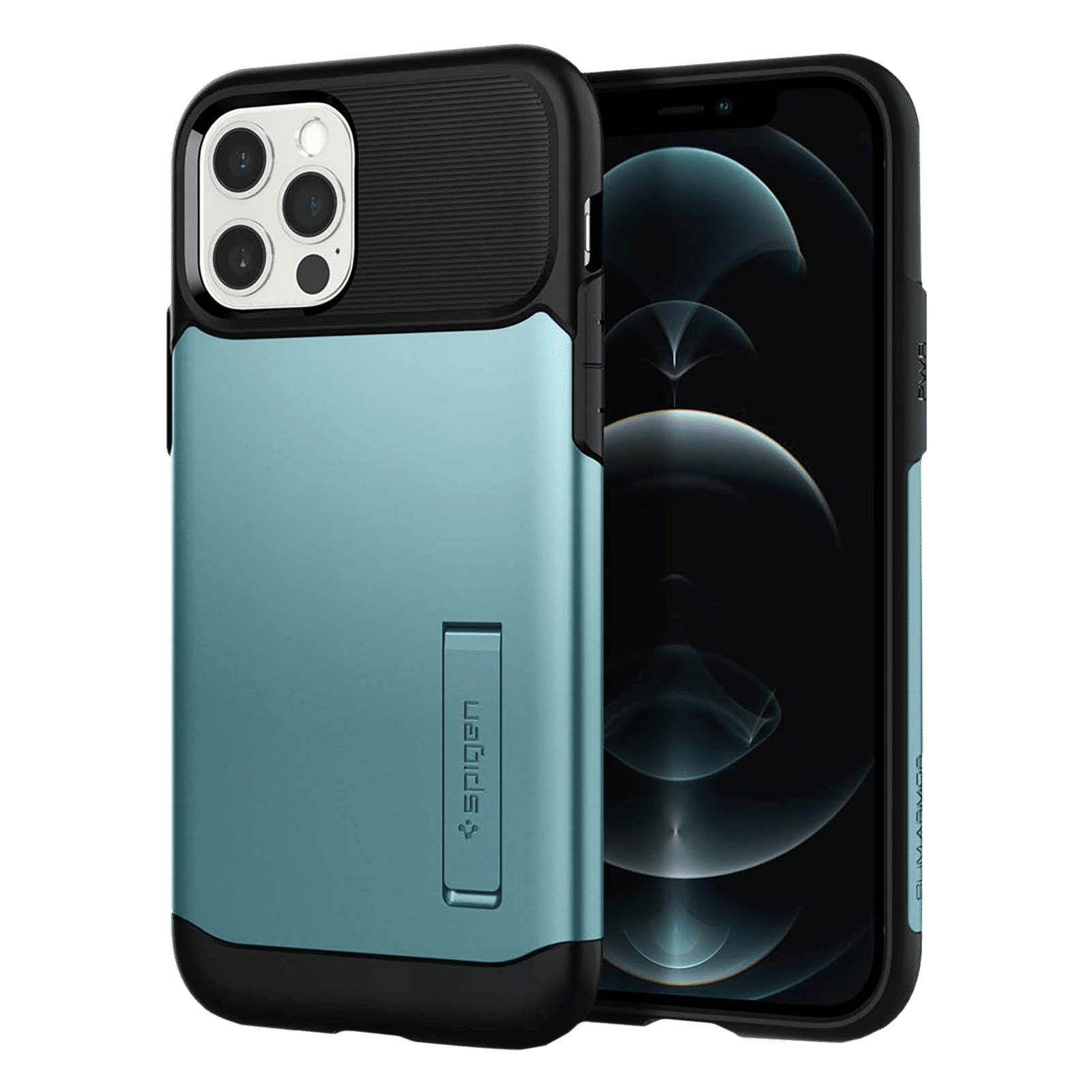 spigen Slim Armor TPU & Polycarbonate Back Cover for Apple iPhone 12, 12 Pro (Wireless Charging Compatible, Mint)_1