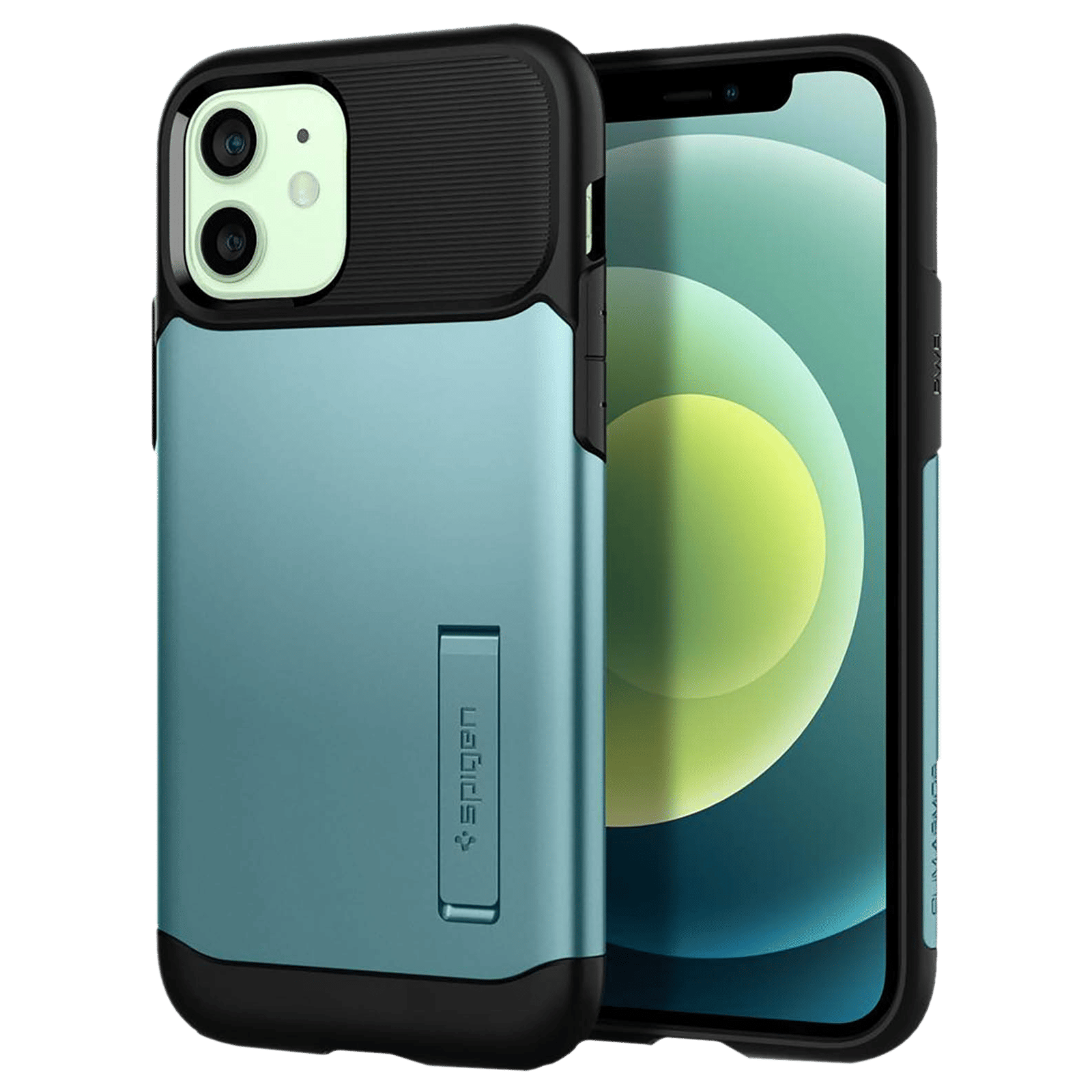 spigen Slim Armor TPU & Polycarbonate Back Cover for Apple iPhone 12, 12 Pro (Wireless Charging Compatible, Mint)_10