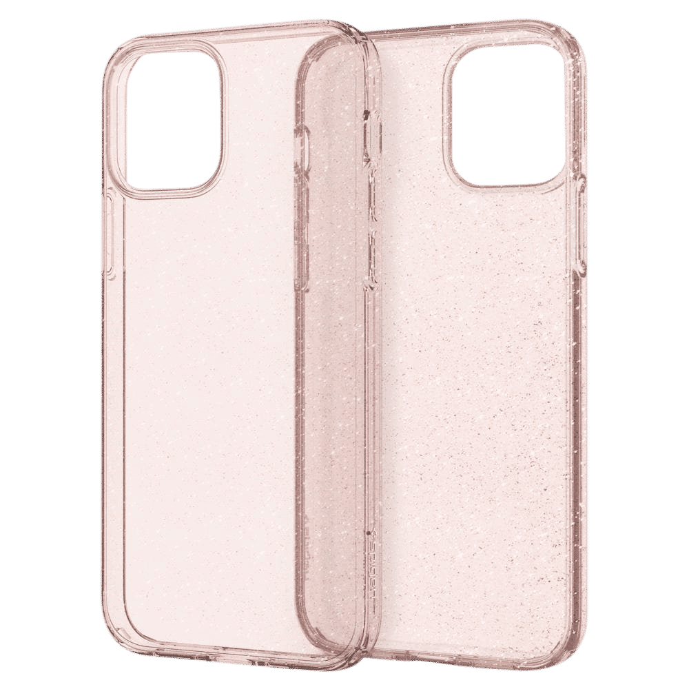 spigen Liquid Crystal Glitter TPU Back Cover for Apple iPhone 12, 12 Pro (Supports Wireless Charging, Rose Quartz)_9