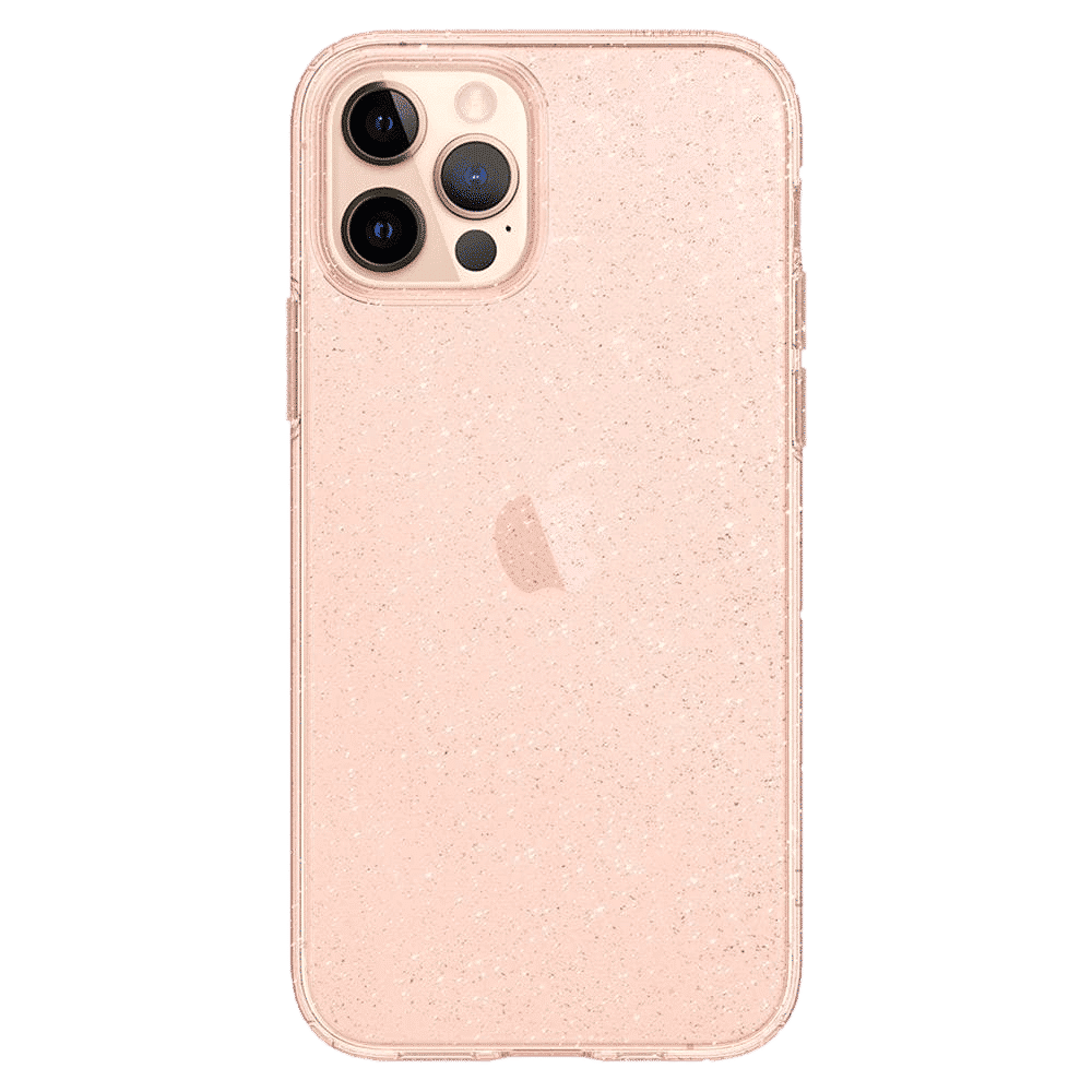 spigen Liquid Crystal Glitter TPU Back Cover for Apple iPhone 12, 12 Pro (Supports Wireless Charging, Rose Quartz)_3