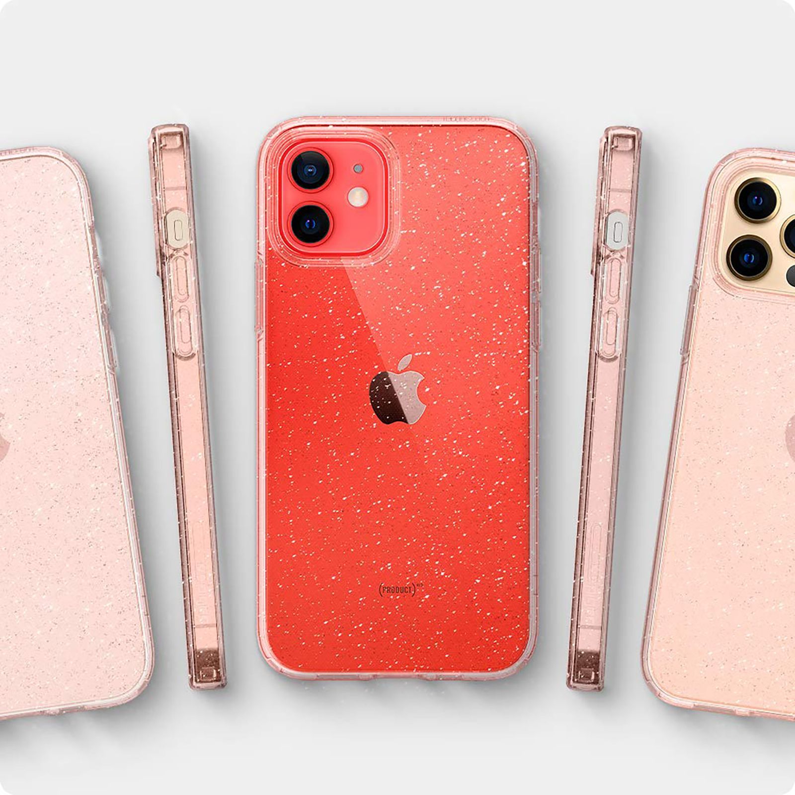 spigen Liquid Crystal Glitter TPU Back Cover for Apple iPhone 12, 12 Pro (Supports Wireless Charging, Rose Quartz)_4