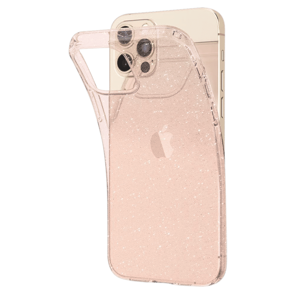 spigen Liquid Crystal Glitter TPU Back Cover for Apple iPhone 12, 12 Pro (Supports Wireless Charging, Rose Quartz)_6