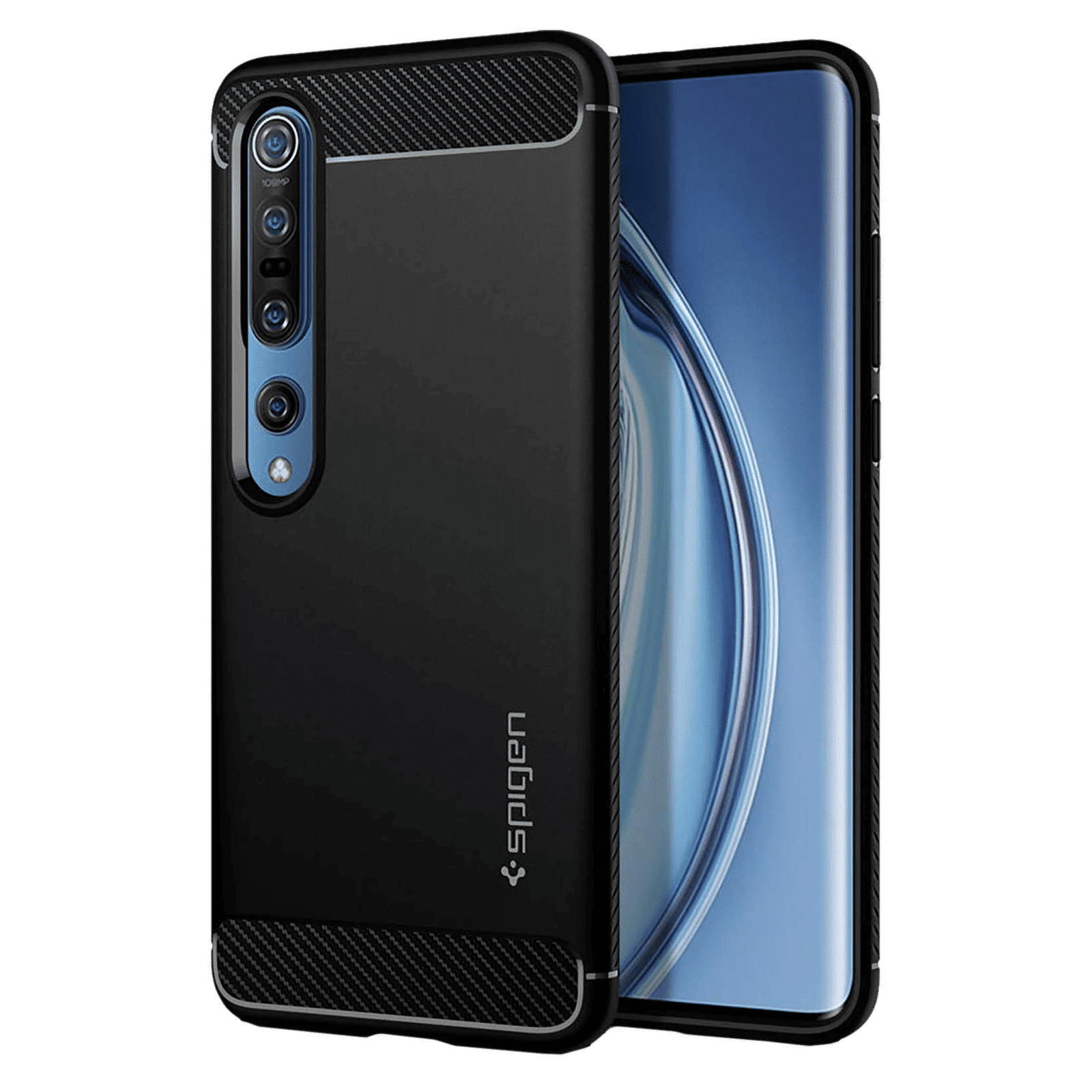 spigen Rugged Armor TPU Back Case For Mi 10/Mi 10 Pro (Air Cushion Technology, ACS00862, Matte Black)_1