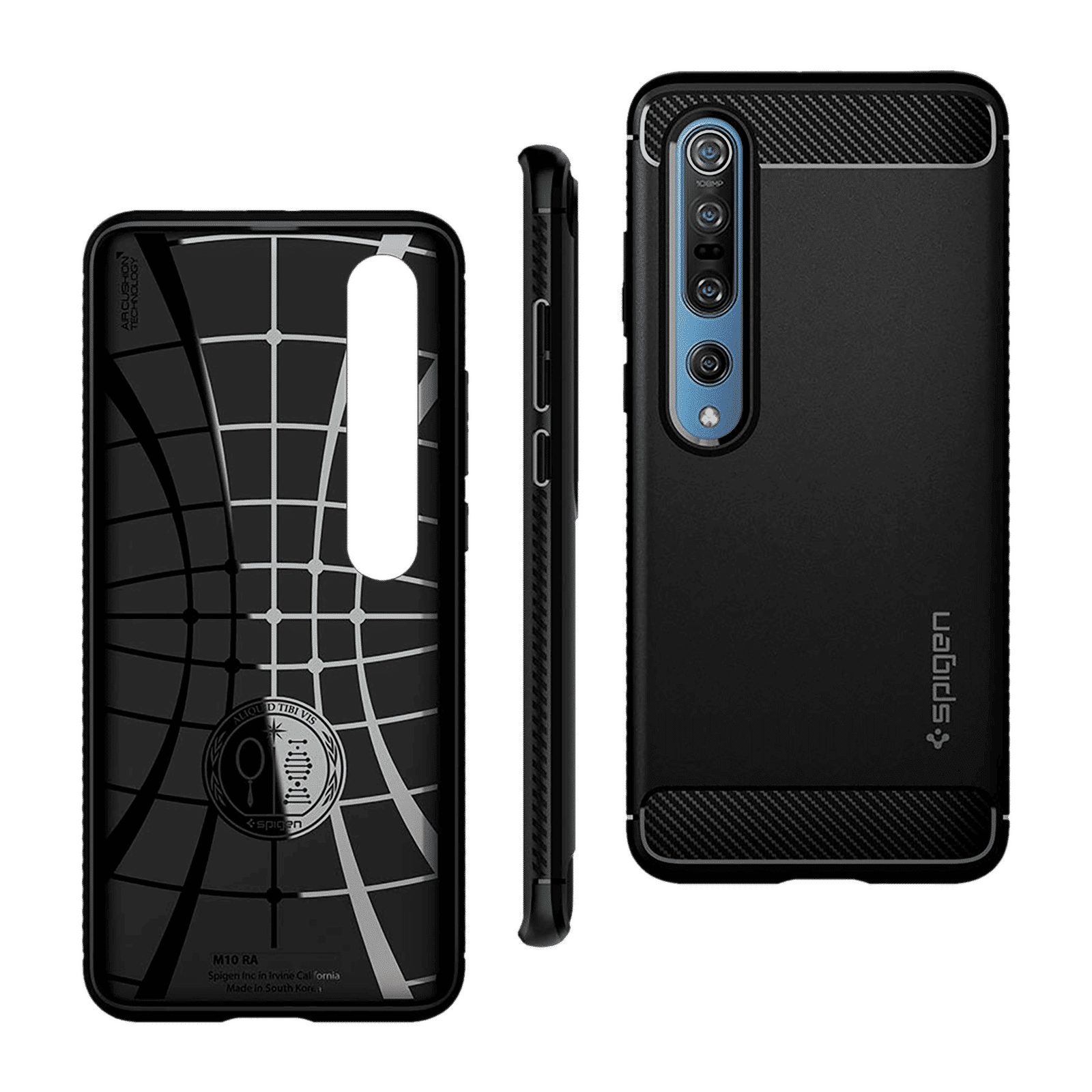 spigen Rugged Armor TPU Back Case For Mi 10/Mi 10 Pro (Air Cushion Technology, ACS00862, Matte Black)_3