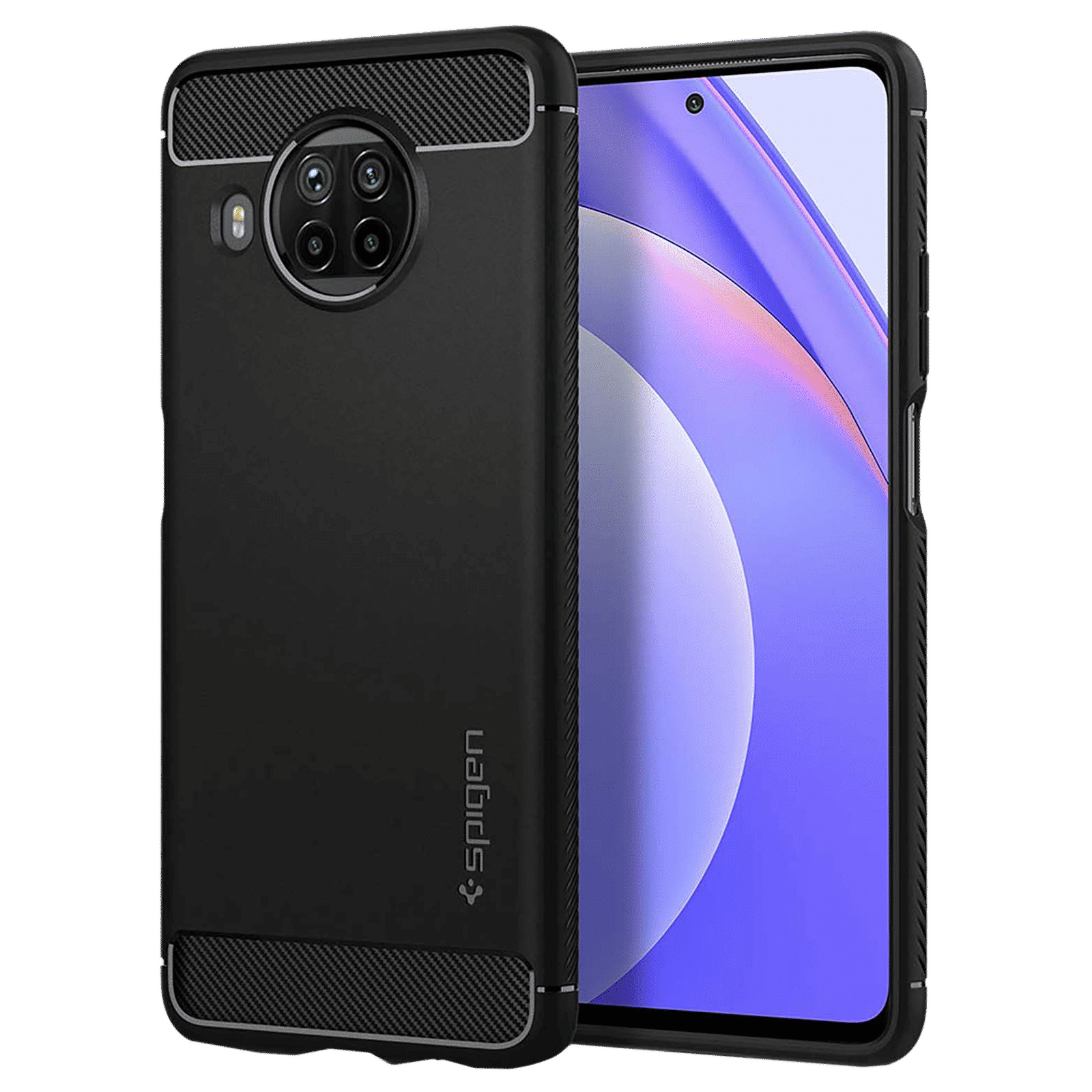 spigen Rugged Armor TPU Back Case For Mi 10T Lite/Mi 10i 5G (Air Cushion Technology, ACS02281, Matte Black)_1