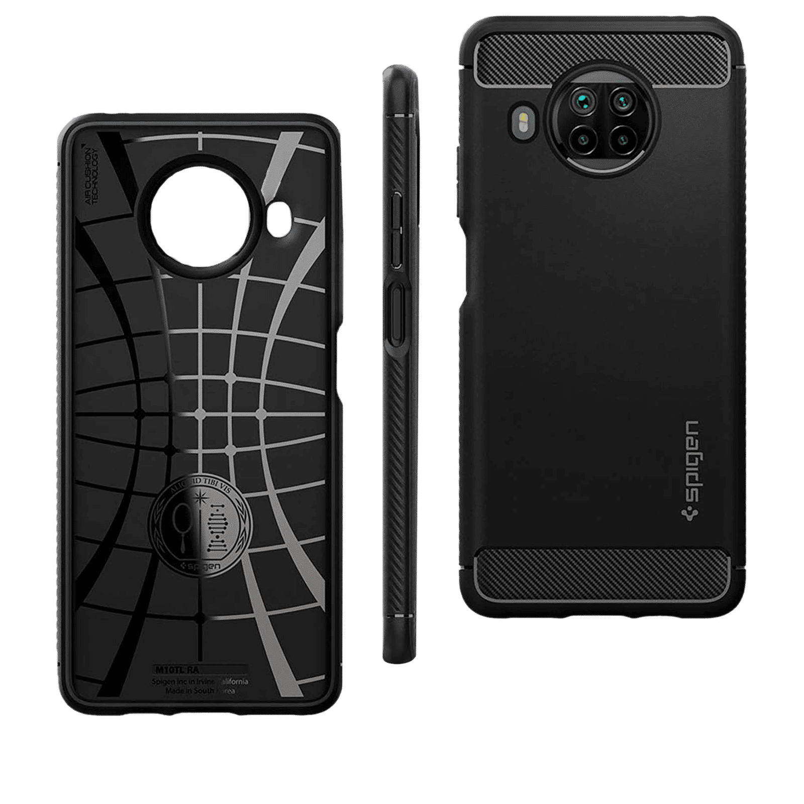 spigen Rugged Armor TPU Back Case For Mi 10T Lite/Mi 10i 5G (Air Cushion Technology, ACS02281, Matte Black)_5