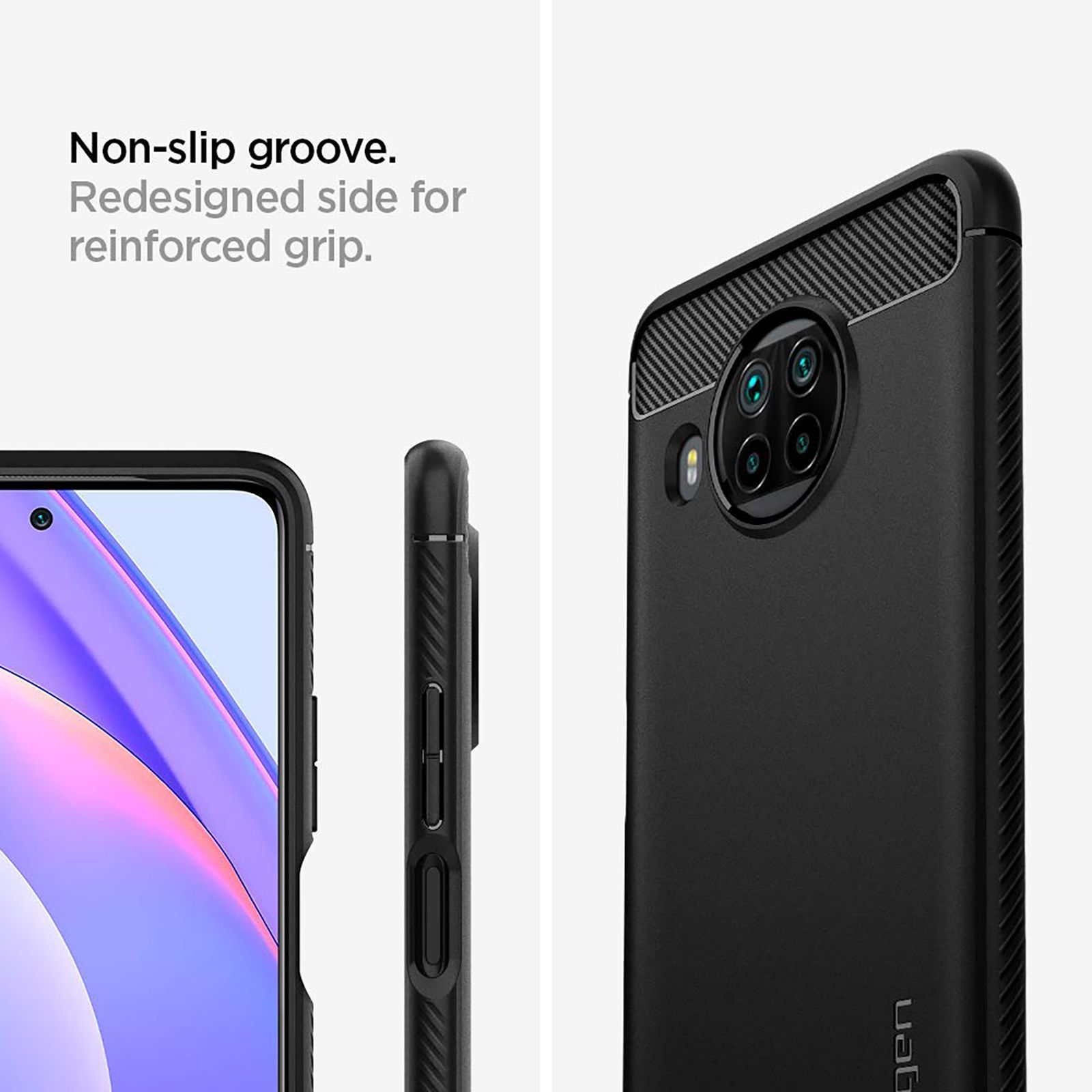 spigen Rugged Armor TPU Back Case For Mi 10T Lite/Mi 10i 5G (Air Cushion Technology, ACS02281, Matte Black)_6