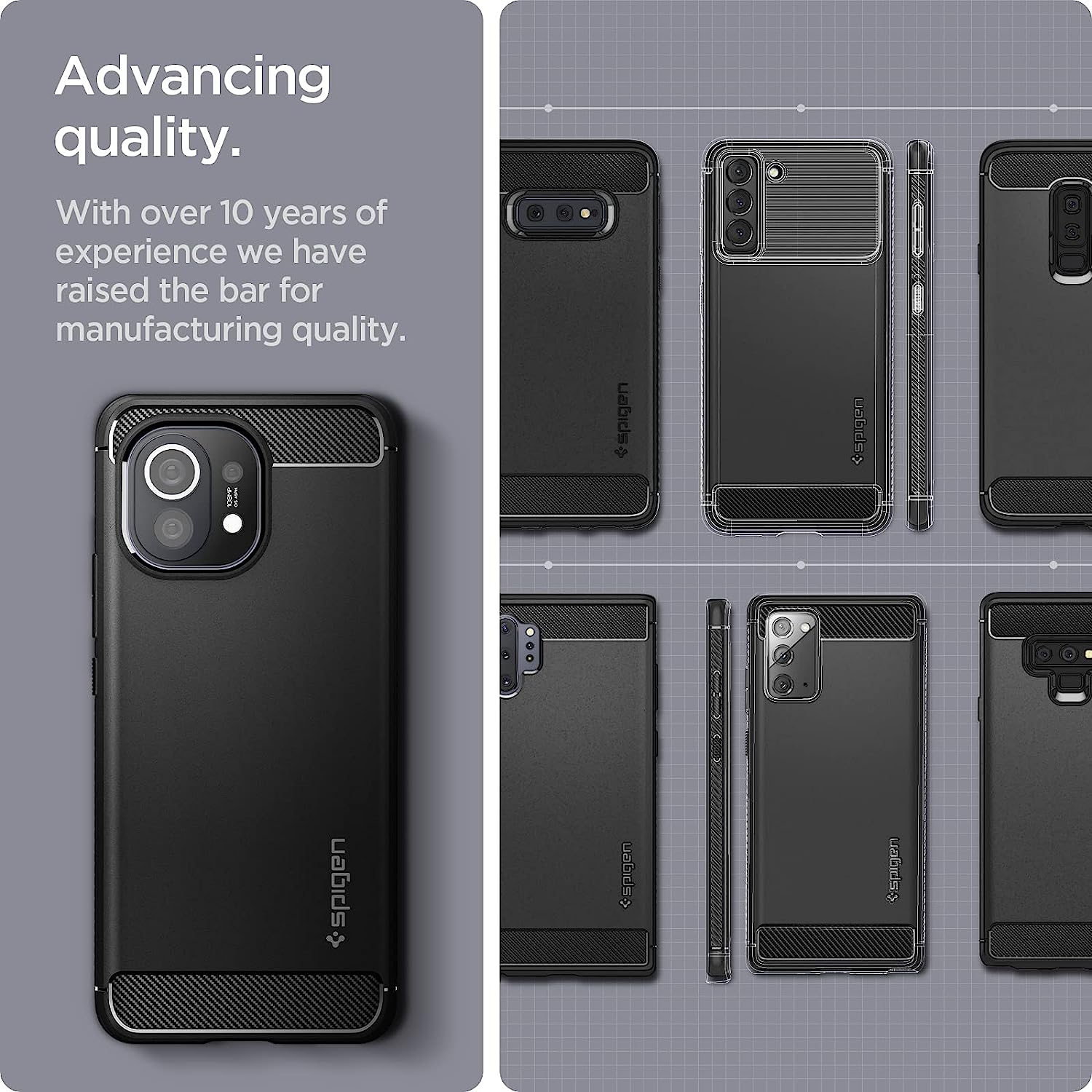 spigen Rugged Armor TPU Back Cover for Xiaomi Mi 11 (Air Cushion Technology, Matte Black)_12