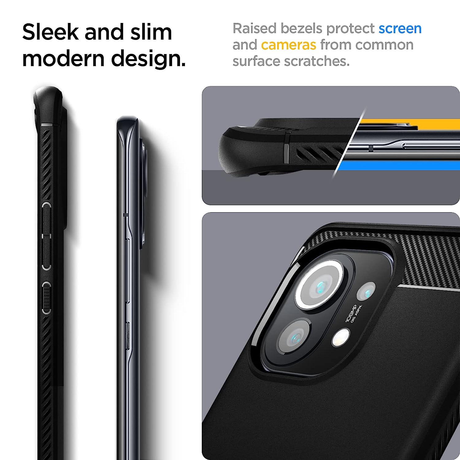 spigen Rugged Armor TPU Back Cover for Xiaomi Mi 11 (Air Cushion Technology, Matte Black)_14