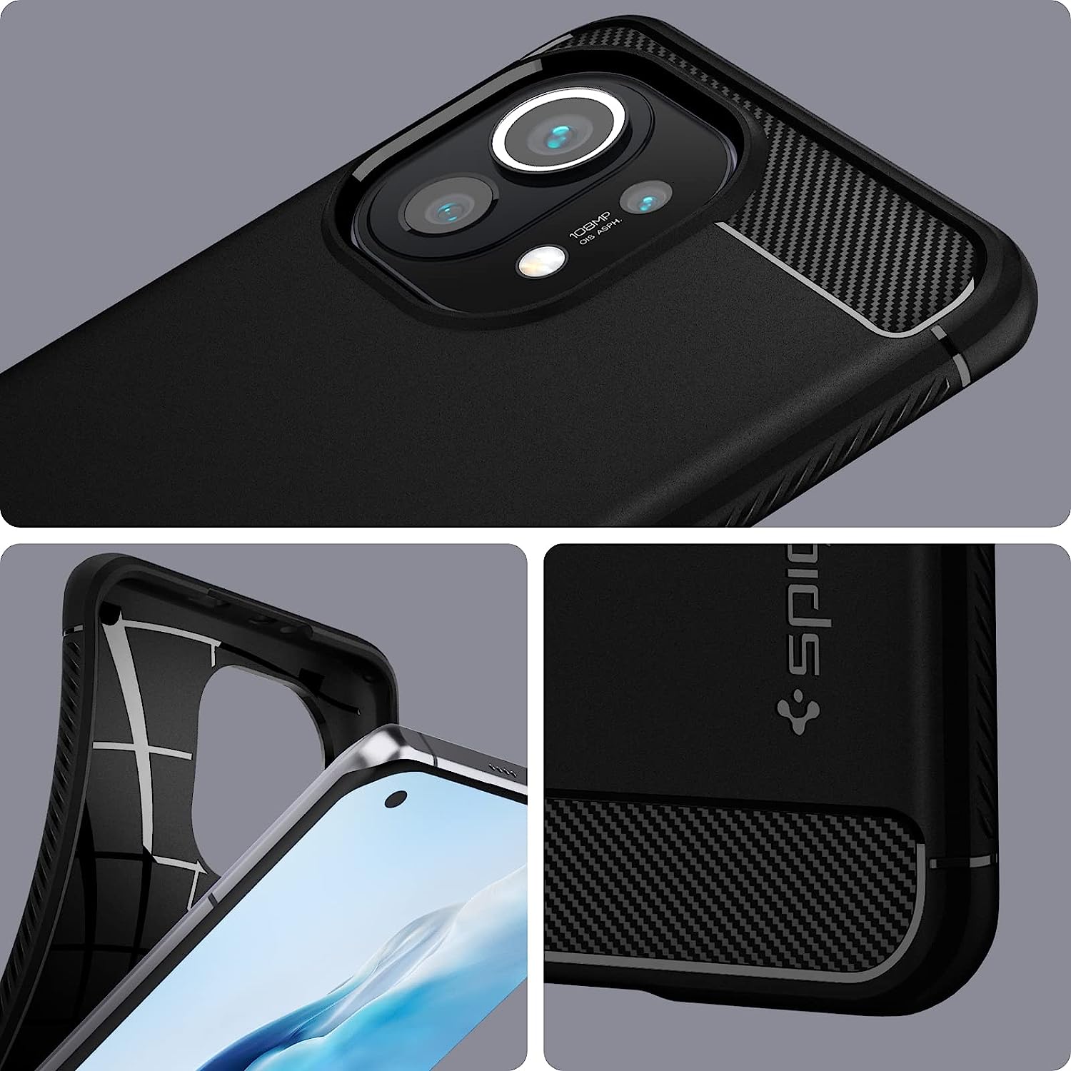 spigen Rugged Armor TPU Back Cover for Xiaomi Mi 11 (Air Cushion Technology, Matte Black)_15