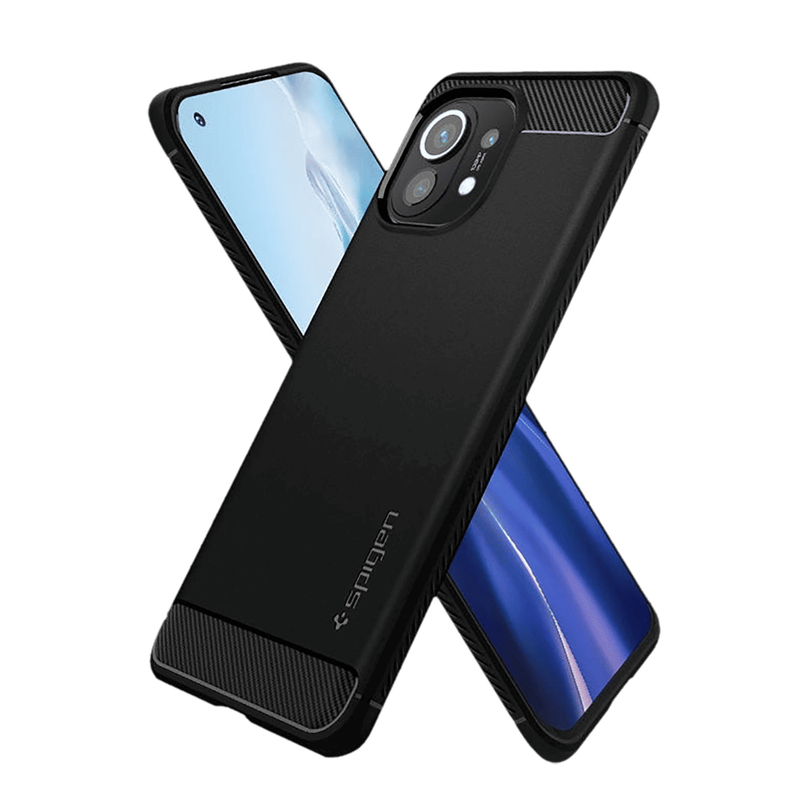 spigen Rugged Armor TPU Back Cover for Xiaomi Mi 11 (Air Cushion Technology, Matte Black)_16