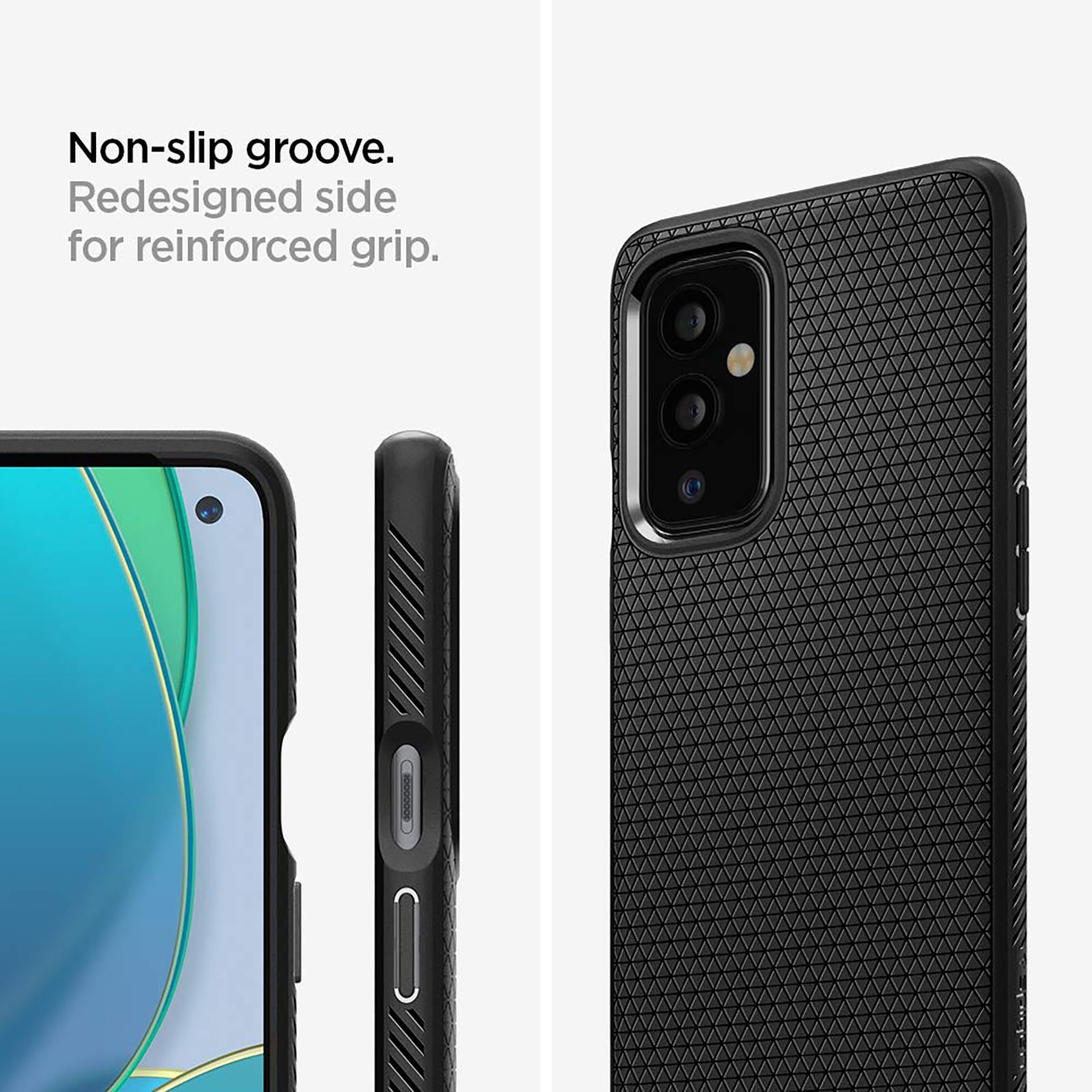 spigen Liquid Air TPU Back Case for OnePlus 9 (Air Cushion Technology, Matte Black)_7