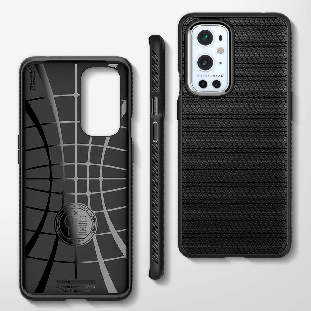spigen Liquid Air TPU Back Cover for OnePlus 9 Pro 5G (Air Cushion Technology, Matte Black)_5