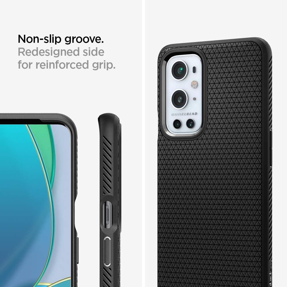 spigen Liquid Air TPU Back Cover for OnePlus 9 Pro 5G (Air Cushion Technology, Matte Black)_6