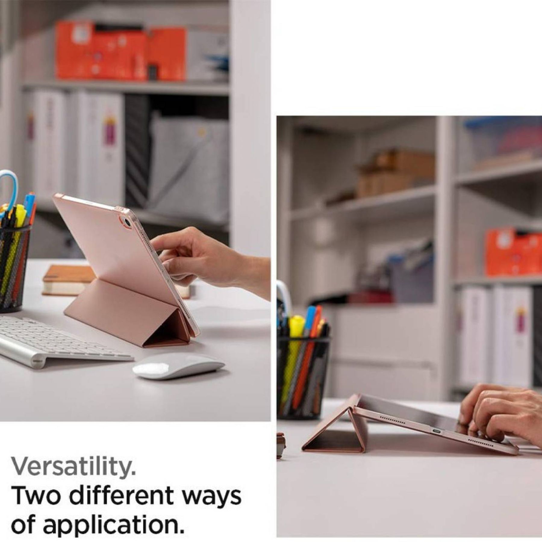 spigen Smart Fold Polycarbonate, Rubber Flip Cover for Apple iPad Pro 11 Inch (Wireless Charging Compatible, Rose Gold)_6