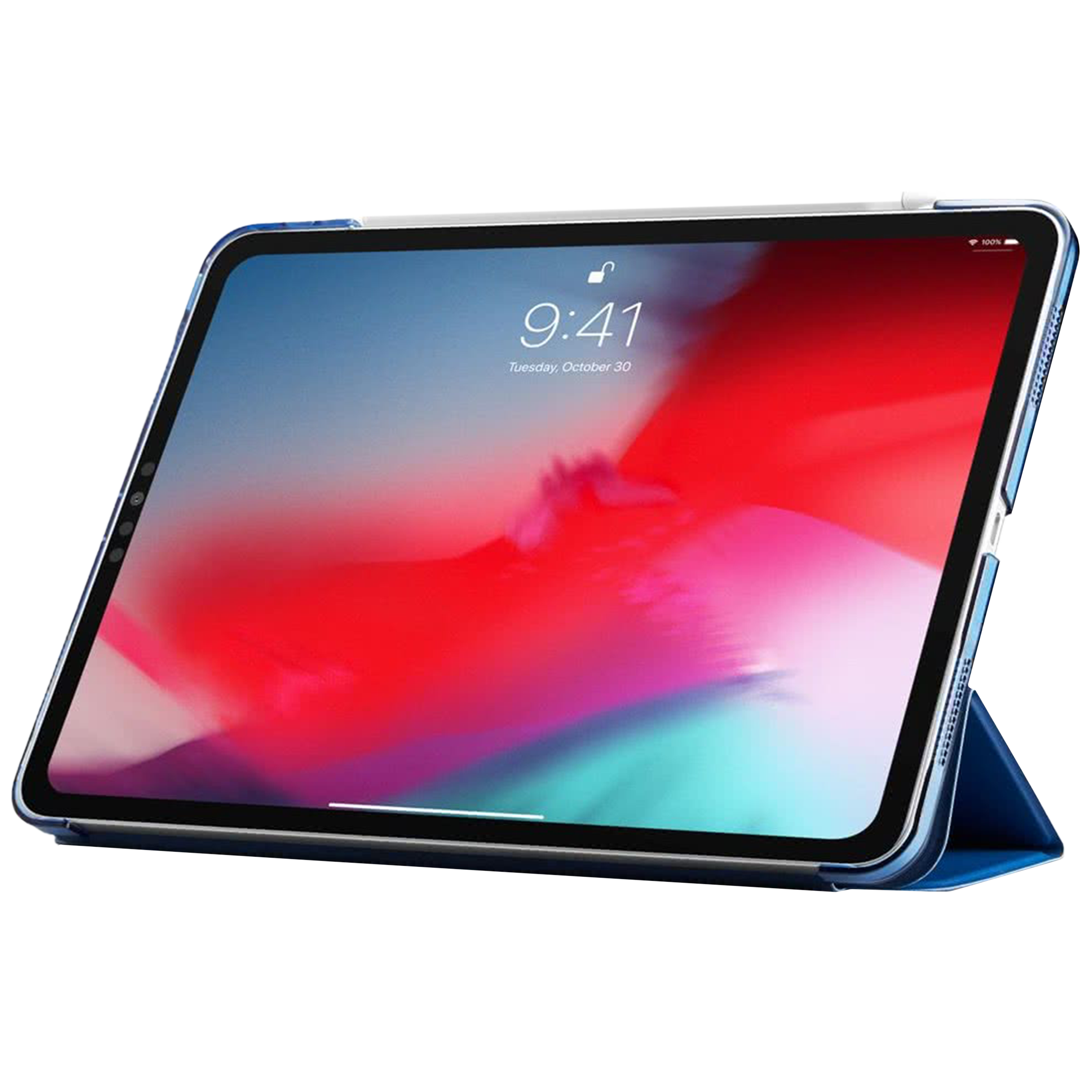 spigen Plastic, Polycarbonate & Polyurethane Leather Flip Cover for Apple iPad Pro 11 Inch (Wireless Charging Compatible, Blue)_10