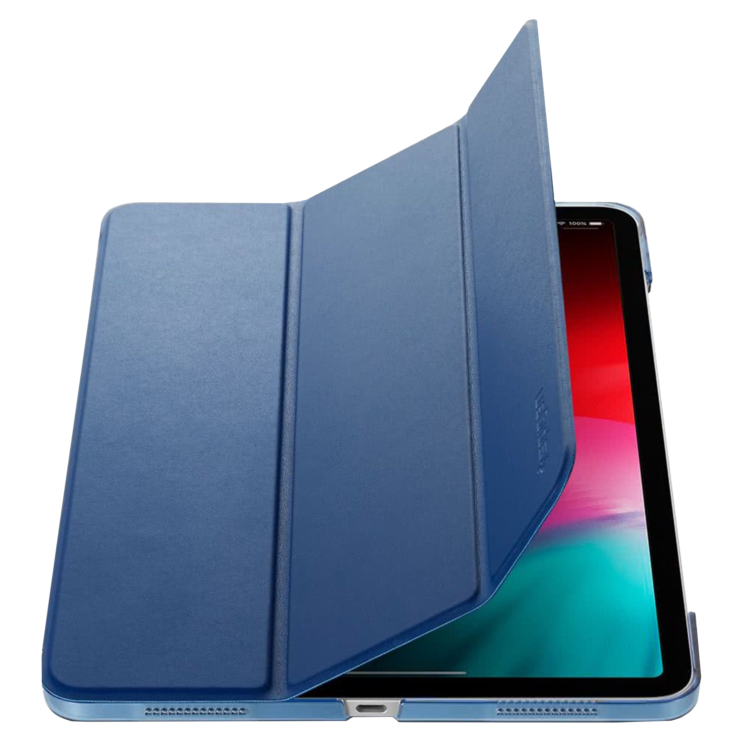spigen Plastic, Polycarbonate & Polyurethane Leather Flip Cover for Apple iPad Pro 11 Inch (Wireless Charging Compatible, Blue)_11
